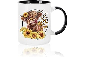 Highland Cow Mug: Autumn's Delight with Sunflowers