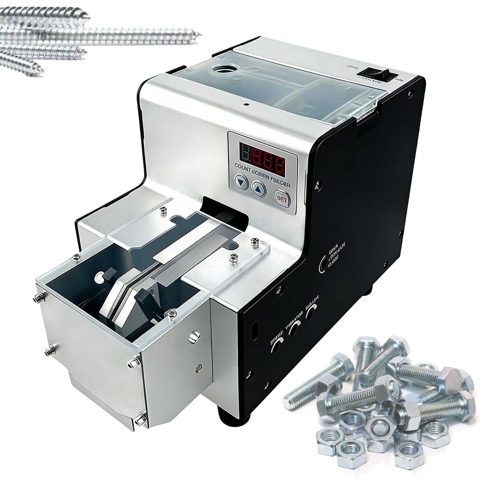 FHRKA Automatic Screw Counting Machine, Electric Screw Arranging Feeder with Stainless Steel Hopper & Digital Display,for Electronics Manufacturing