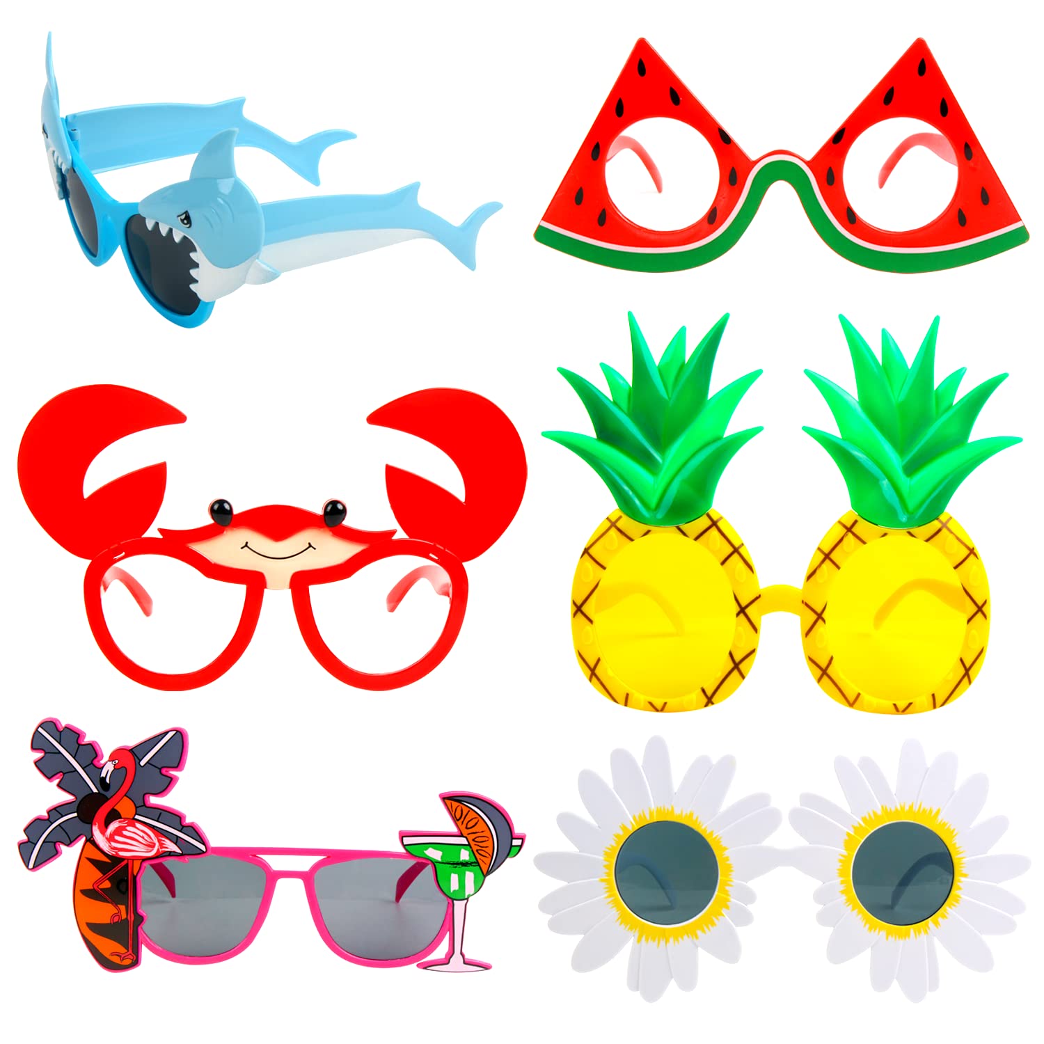 SULOLI Party Glasses Funny Glasses Novelty Party Sunglasses 6 Pack Tropical Sunglasses Cocktail Party Accessories Funny Sunglasses Beach Party Decorations