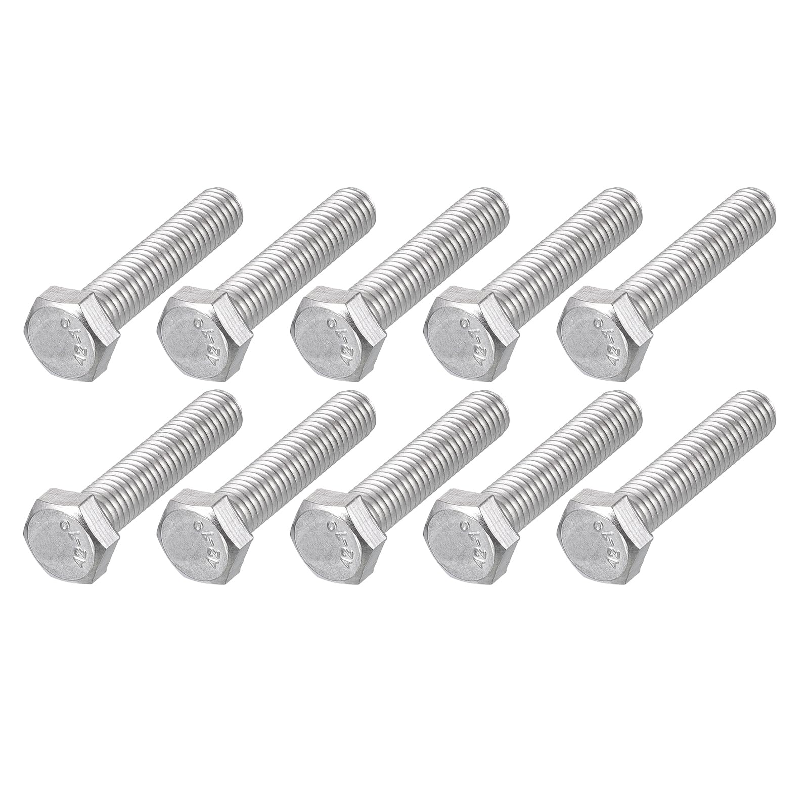 METALLIXITY Hex Bolts (M5-0.8x25mm) 50Pcs, 304 Stainless Steel UNC Fully Threaded Hex Head Screw Bolt Machine Screws - for Furniture Repair, Silver