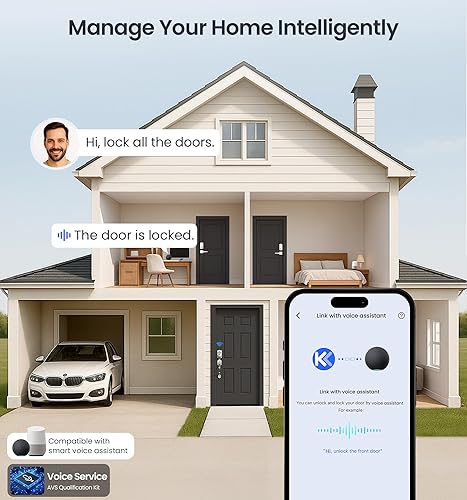 Miniatura 4 de Veise VE012W - Cerradura inteligente de huellas dactilares WiFi integrada, control remoto de aplicación, no necesita concentrador, entrada sin
