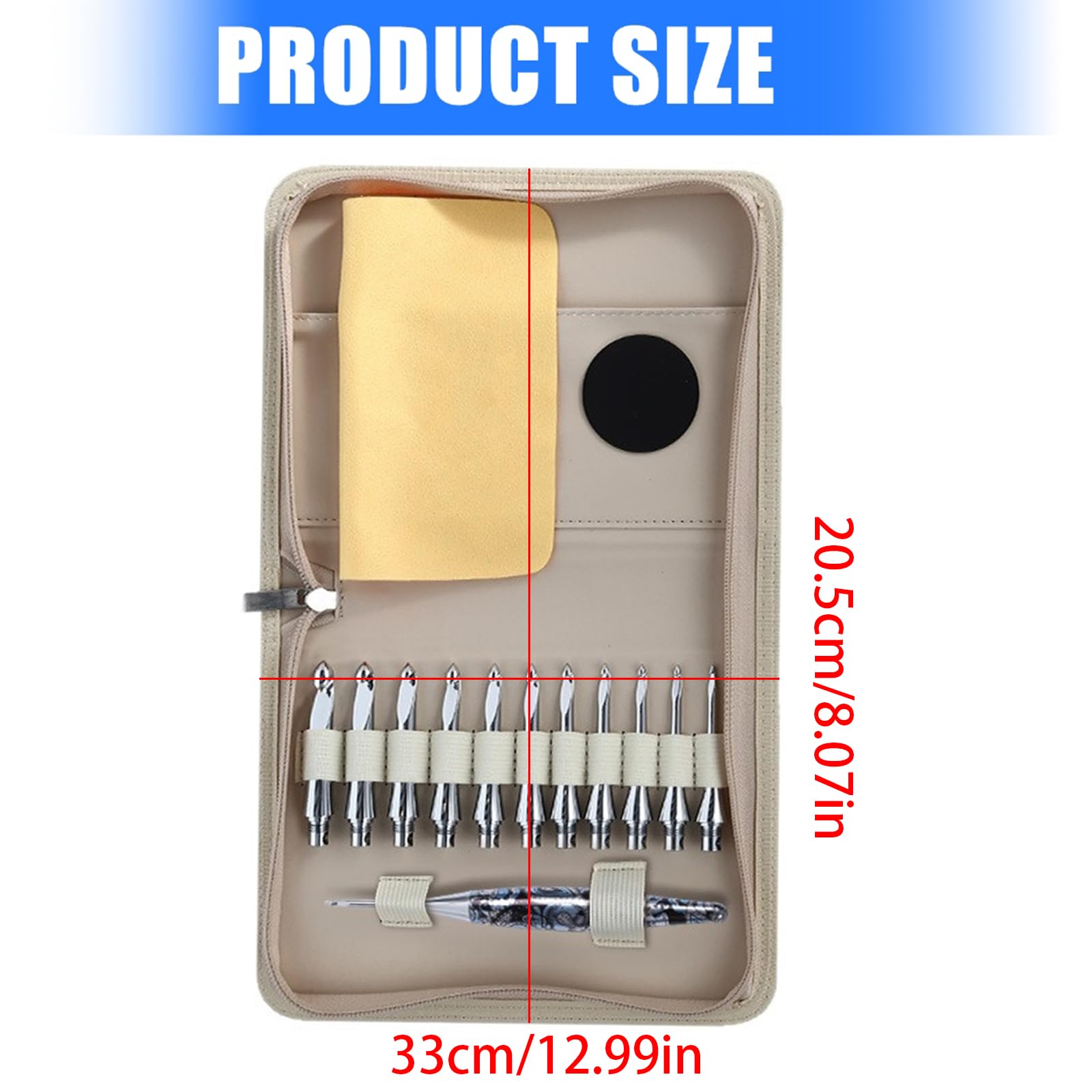 Aguja de ganchillo tunecina con 11 puntas intercambiables de agarre ergonómico, herramienta de tejer de aluminio ergonómico de 3,5 mm a 10 mm