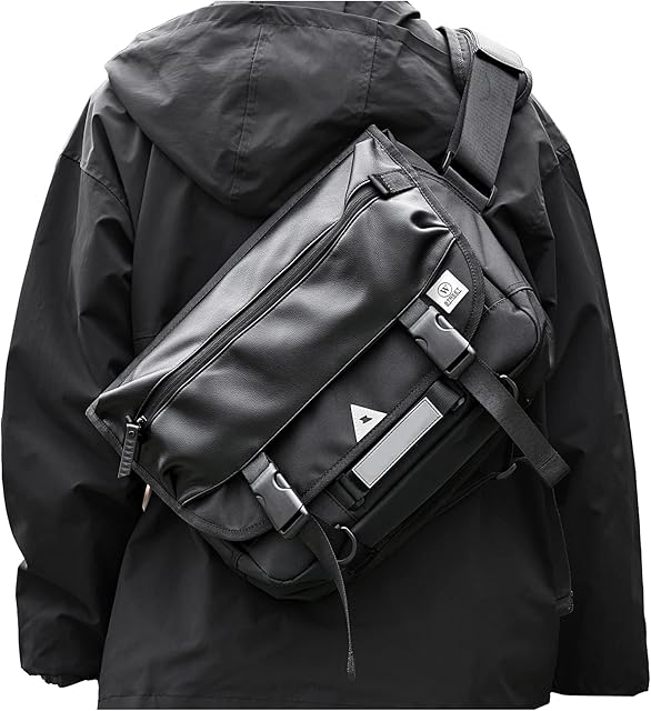 Messenger Bag for Men Waterproof Shoulder Bag Women Canvas Crossbody bag Vintage Satchel Bag 14 Inch Laptop bag for School Working Daily Use