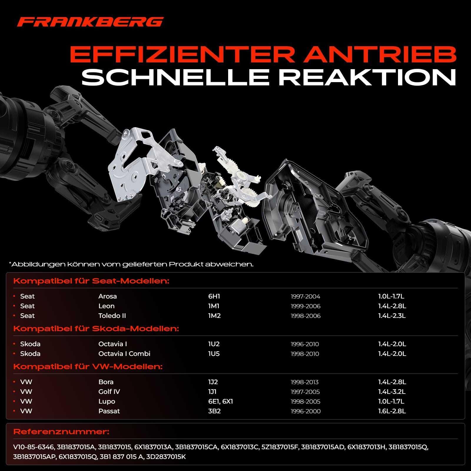 Frankberg Türschloss Stellmotor Vorne Links 8-Polig Kompatibel mit Arosa 1997-2004 Octavia I 1996-2010 B.o.r.a 1998-2013 Golf IV 1997-2006 P.a.s.s.a.t 1996-2005