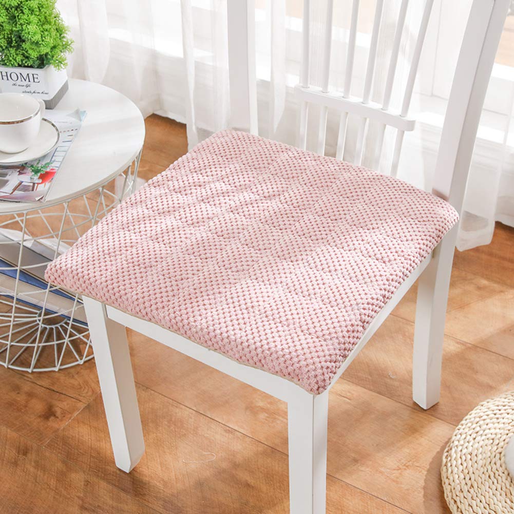 Galette de chaise antidérapante en velours rose | 4 coussins de cuisine carrés et respirants