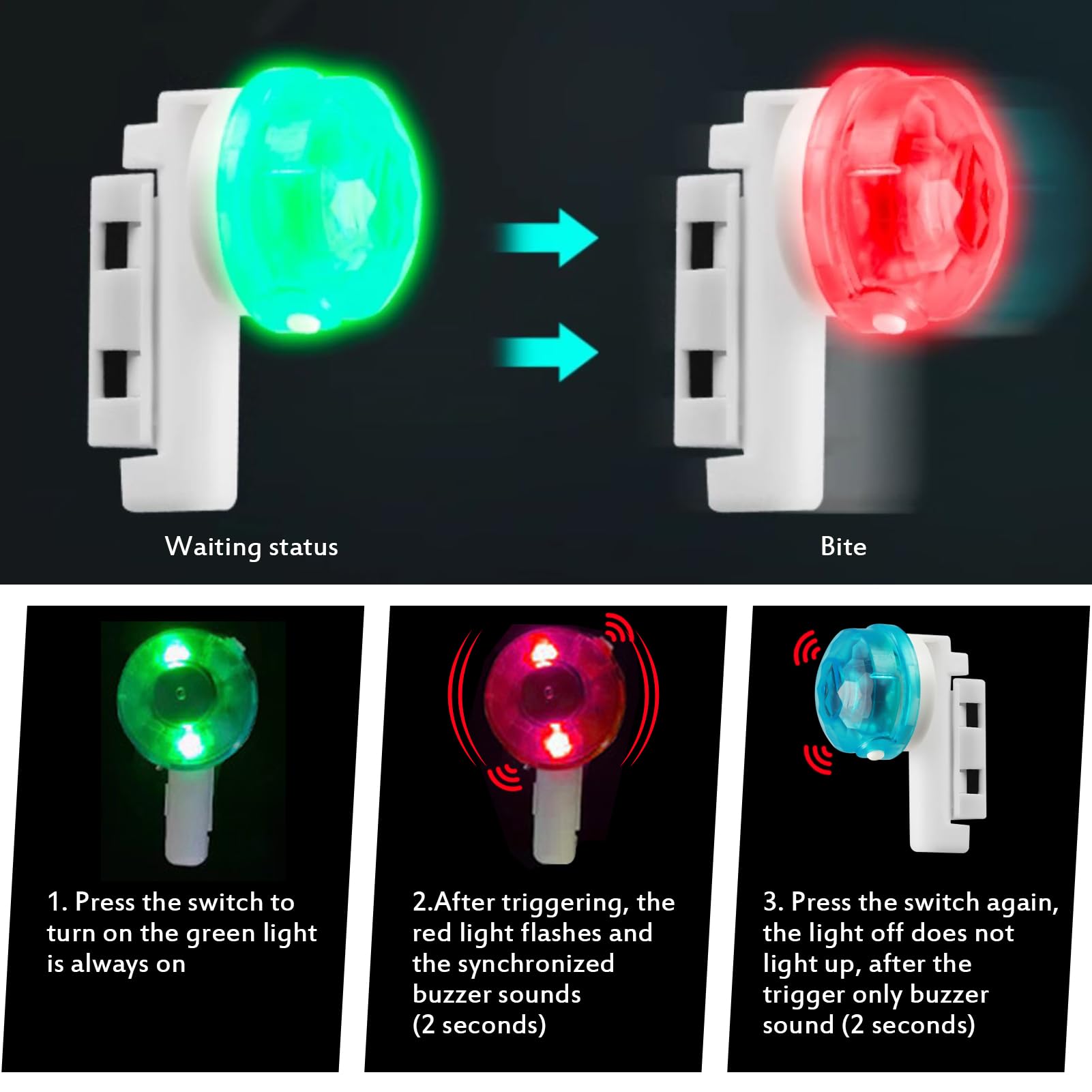 Bissanzeiger Angeln | Bissanzeiger Mit LED Light Strike | Elektronische Bissanzeige Mit Bewegungssensor | Angelzubehör Led Posen Angeln Mit Bissanzeiger Für Nachtangeln Oder Meeresangeln