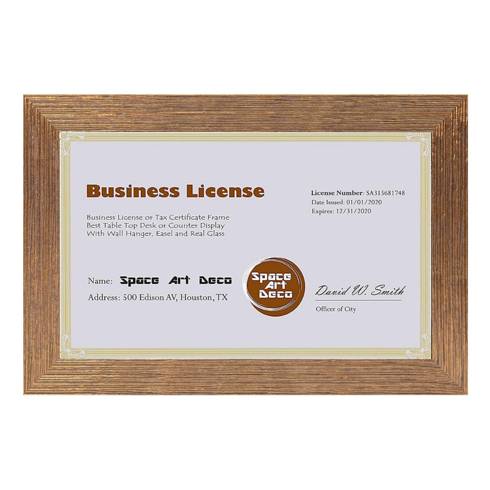 Space Art Deco,5.5x8.5 Document Frame with Real Glass & Easel Stand for 5.5x8.5 Business License and Tax Certificates (Color Gold,1 Pack)