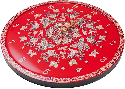 Miniatura 7 de February Mountain Korean Mother of Pearl Inlay Purple Wall Clock - Floral and Butterfly Motif Handmade Decorative Timepiece for Home Decor, Ideal