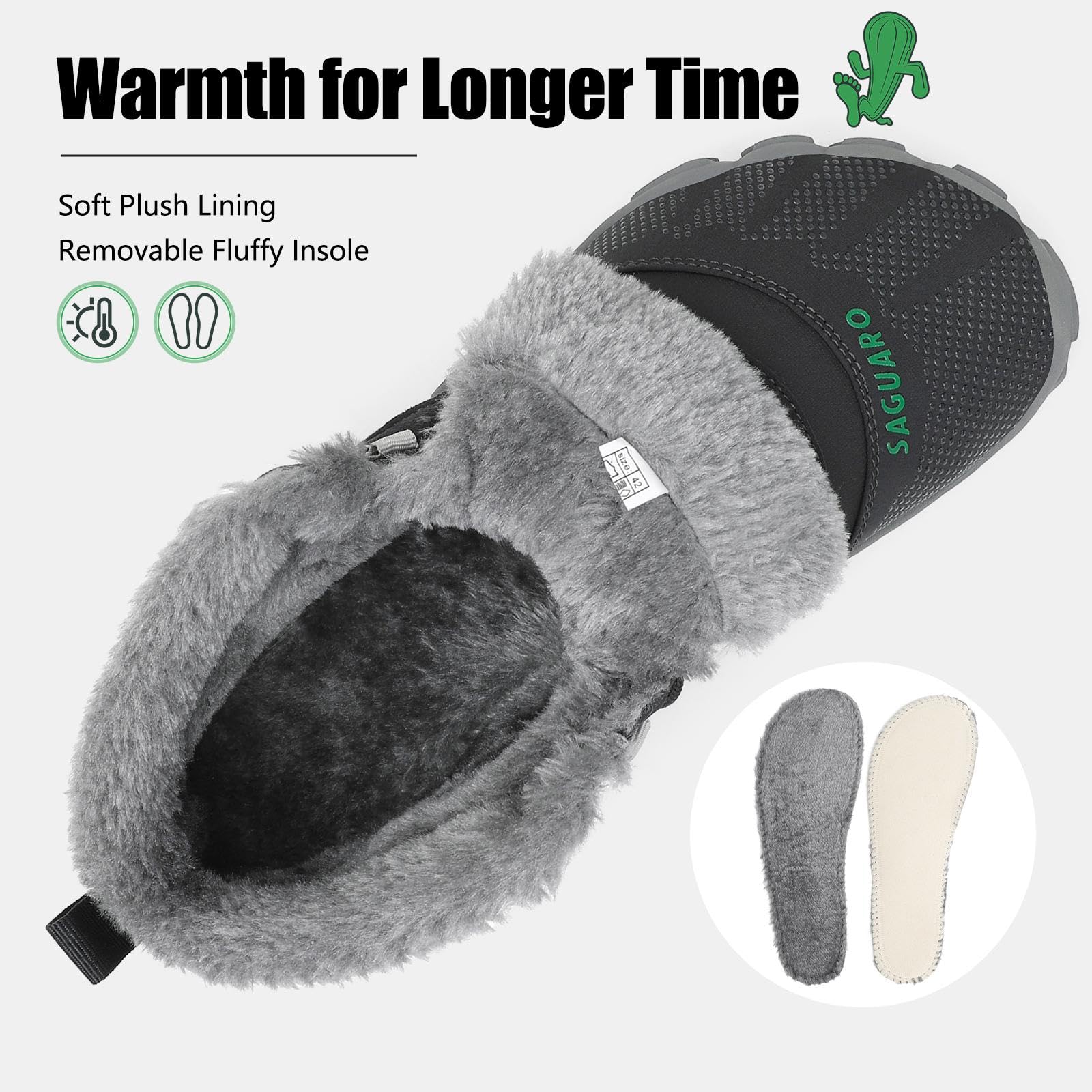 SAGUARO Barefoot Stivali Invernali Impermeabile Uomo Caldo Scarpe Inverno Donna Trekking Sneaker Outdoor Impermeabile