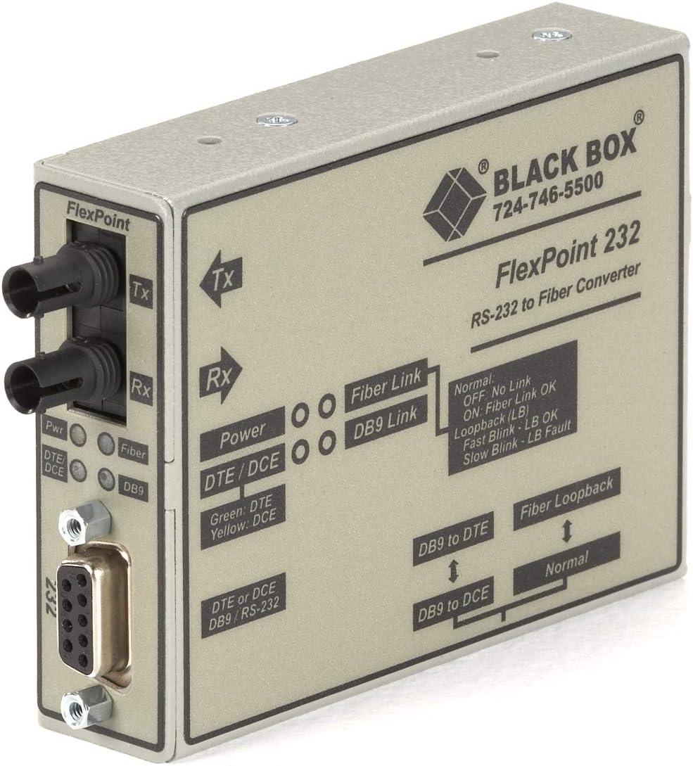 Black Box FlexPoint Modular Media Converter, RS-232 to Fiber, Single-Mode, 30 km, ST - 1 x ST Ports - DuplexST Port - Single-mode - Internal, Standalone, Wall Mountable - TAA Compliance
