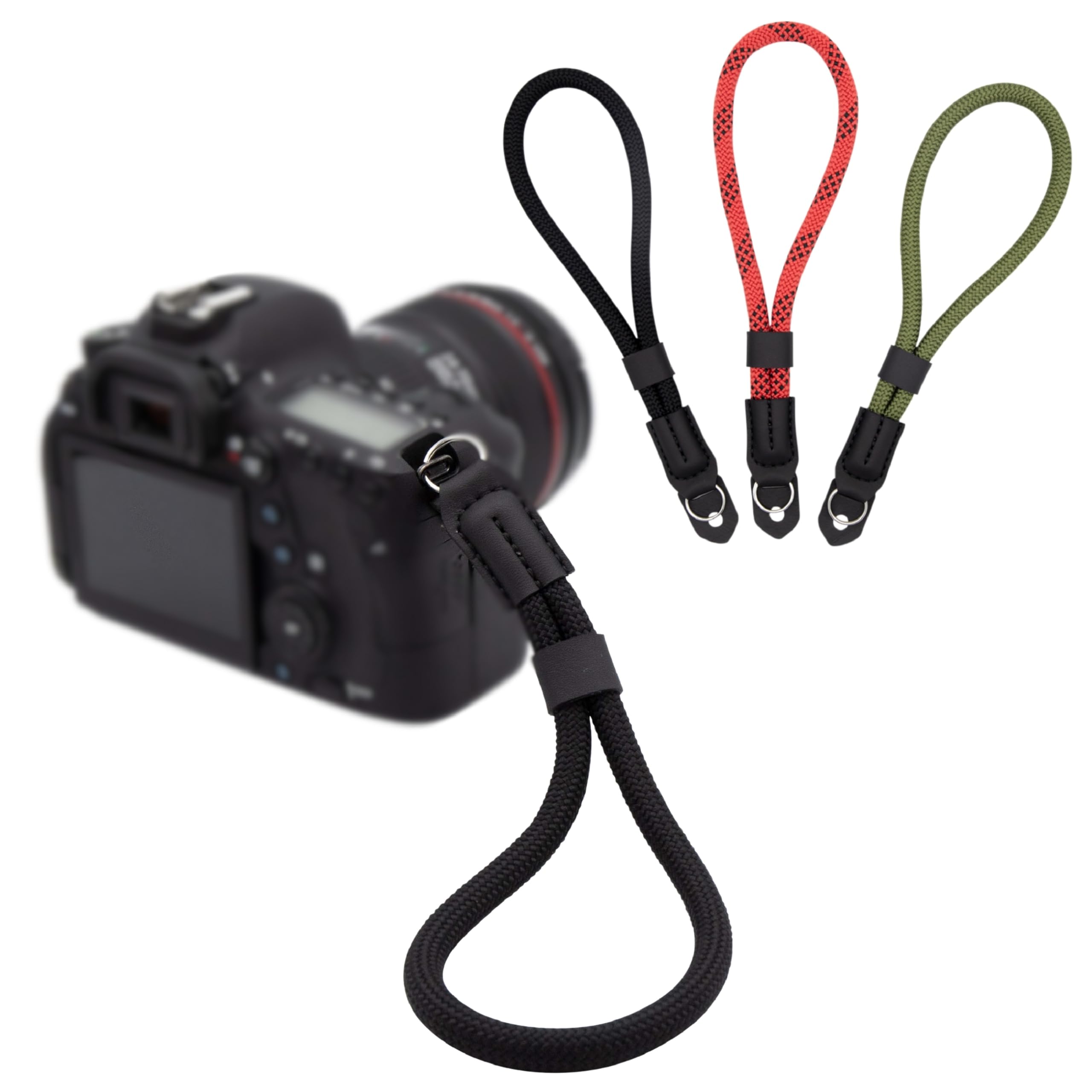 Cordino da Polso per DSLR e Fotocamera Compatta – Confezione da 2 - Extra Forte e Duraturo – Comodo Braccialeto in Neoprene - Regolabile - Clip di Sgancio Rapido - Cavetti Extra