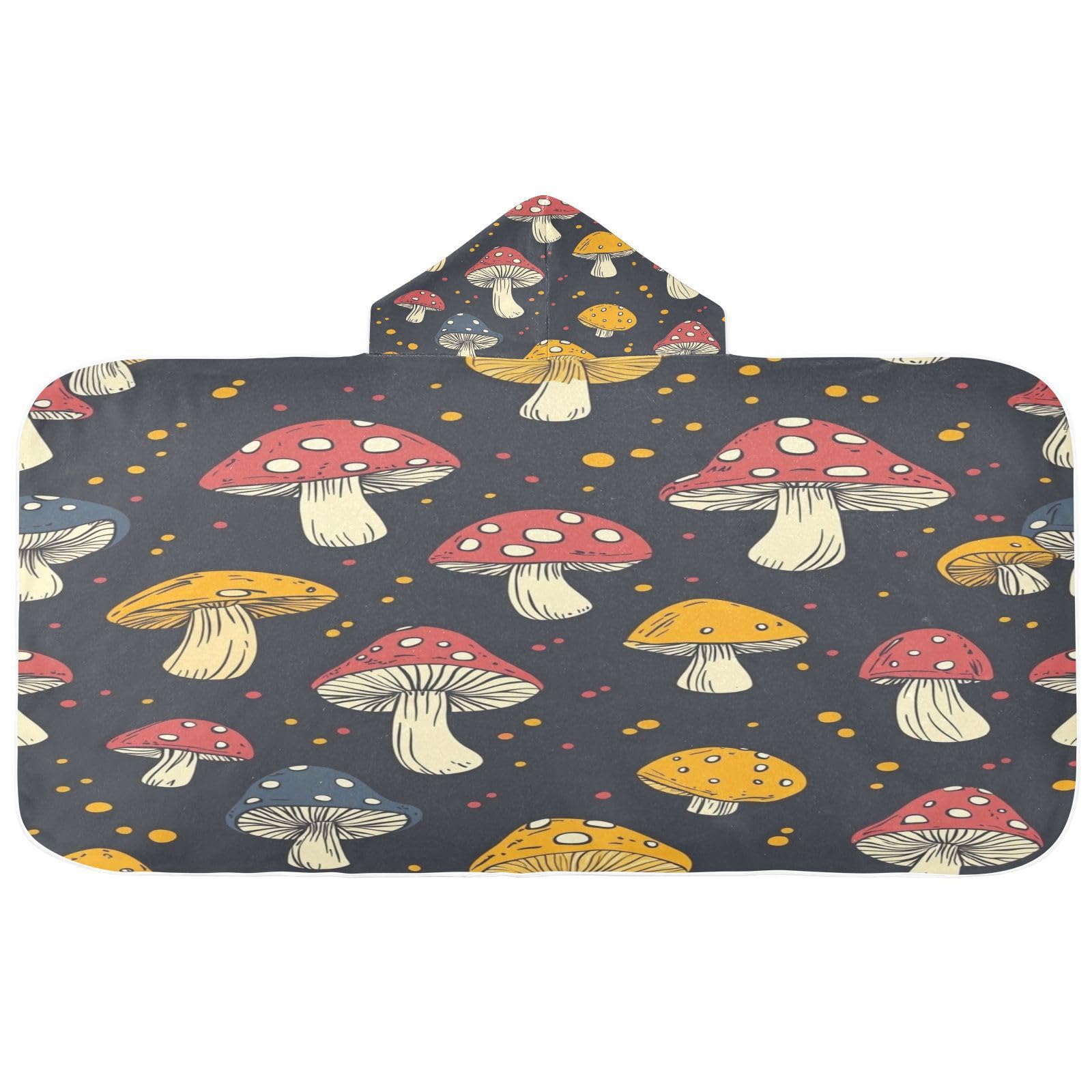 Kigai Mushroom Hooded Beach Towel for Kids Soft Absorbent Quick Dry Bath Towel with Hood Lightweight Toddler Shower Pool Bath Wrap for Boys Girls