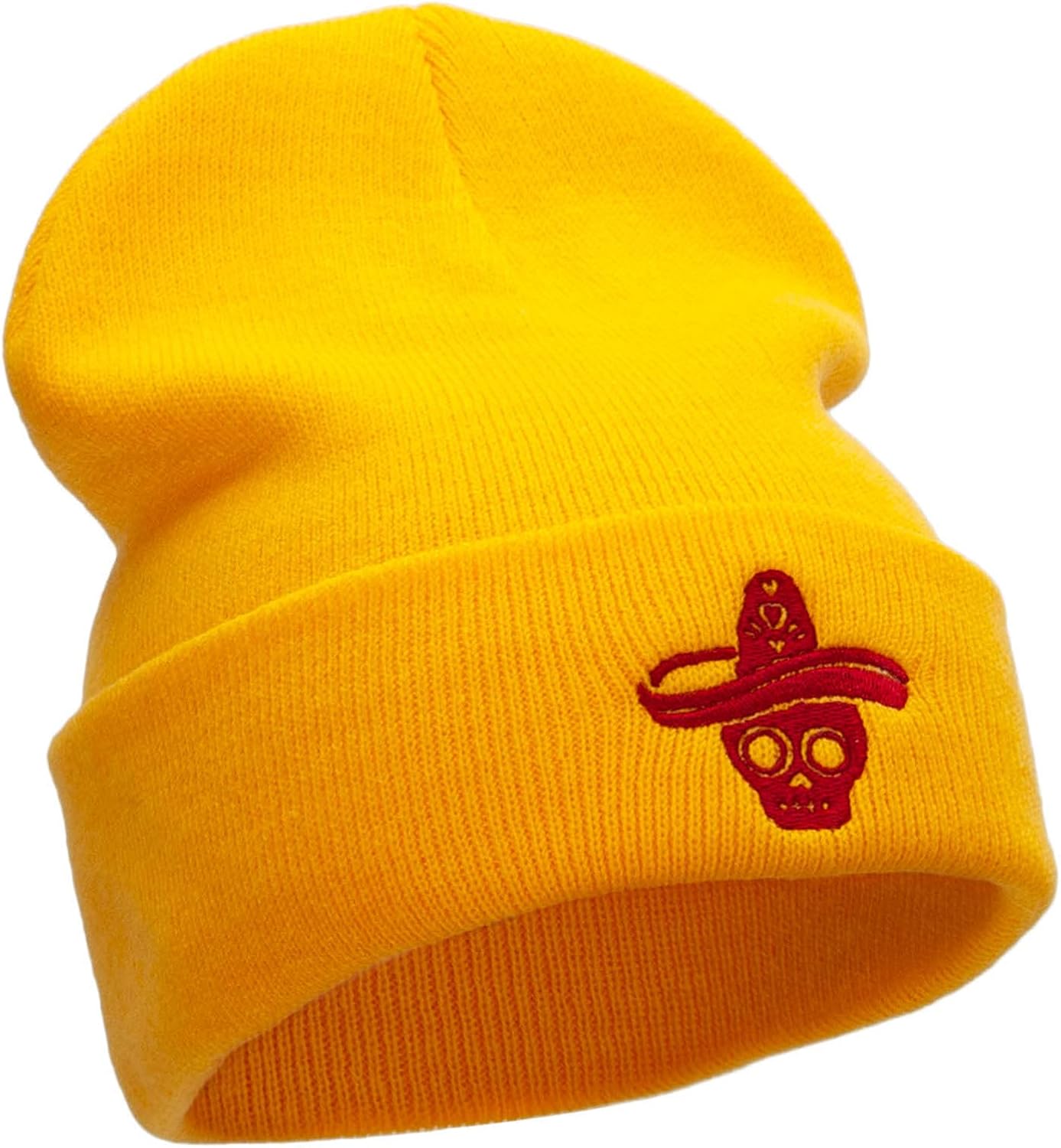 e4Hats.com Suger Skull Sombrero Embroidered 12 Inch Long Knitted Beanie