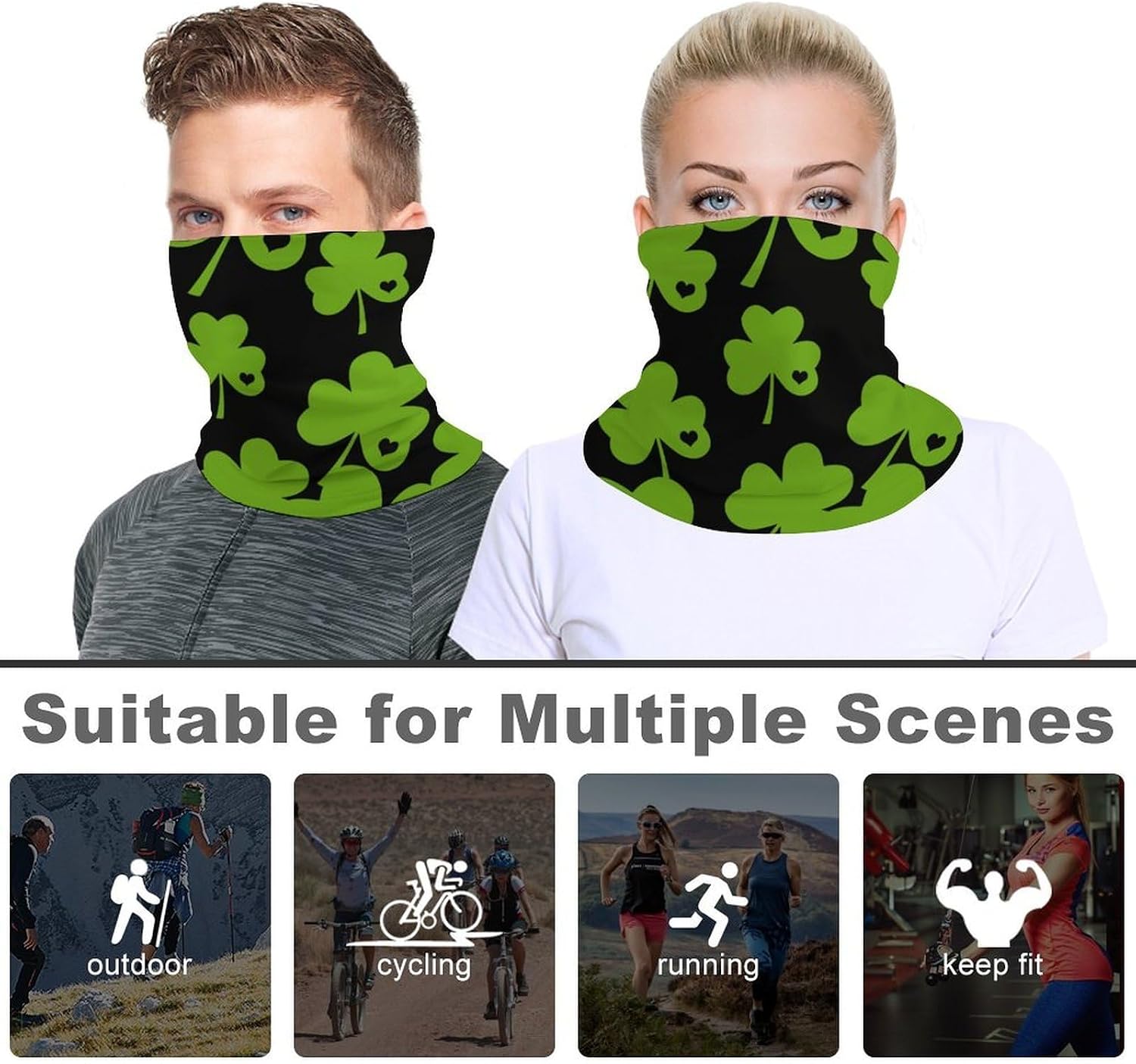 Saint Patrick's Day Neck Gaiter for Men Women Face Mask Cover Bandana Scarf Headband Headwrap Headwear