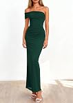 PRETTYGARDEN Women's 2026 Wedding Guest Cocktail Dresses One Off The Shoulder Ruched Bodycon Formal Maxi Party Summer Outfits