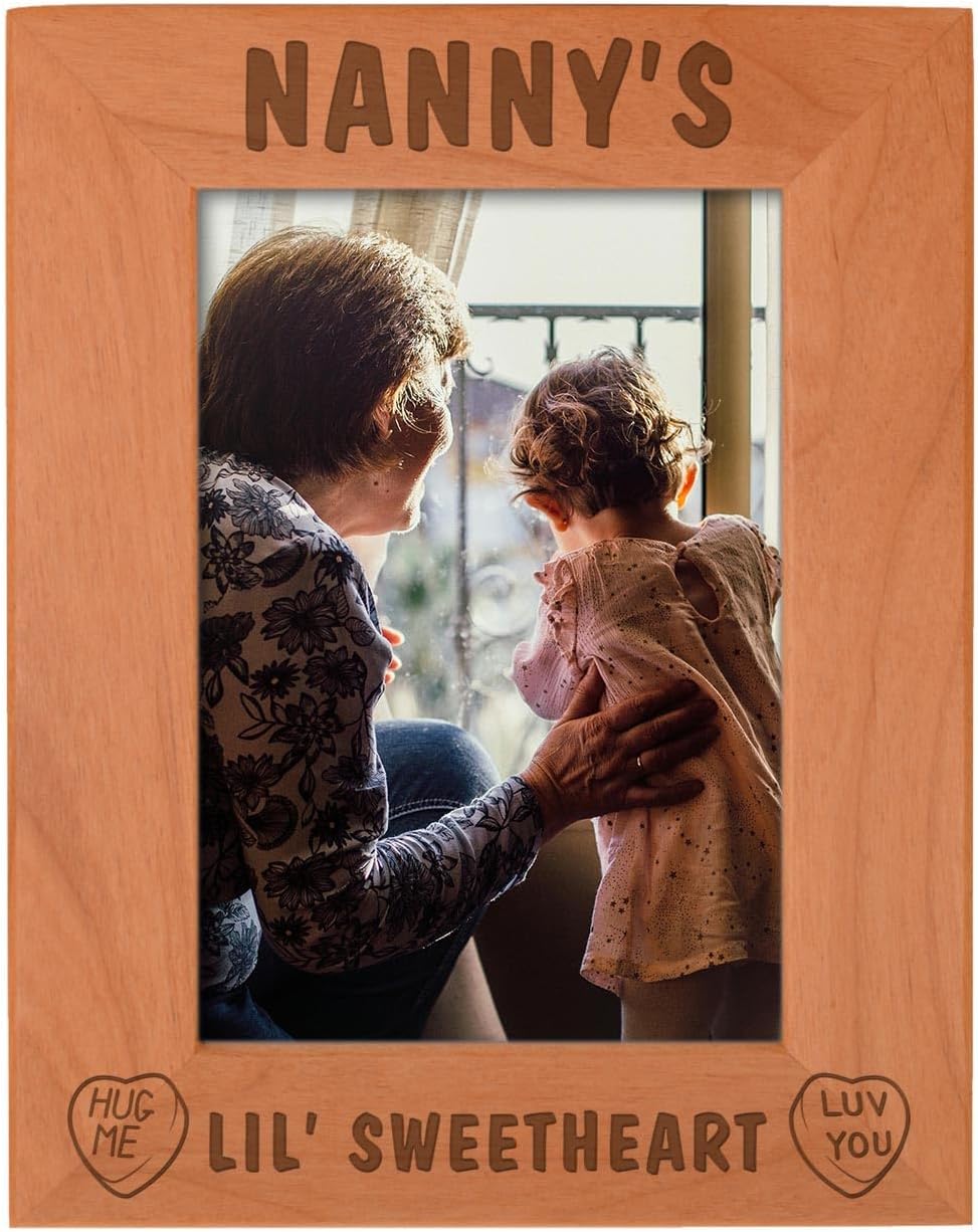 Personalized Gifts Grandma Gift For Nanny's Lil Sweetheart Baby Granddaughter Gift Natural Wood Engraved 4x6 Landscape Picture Frame