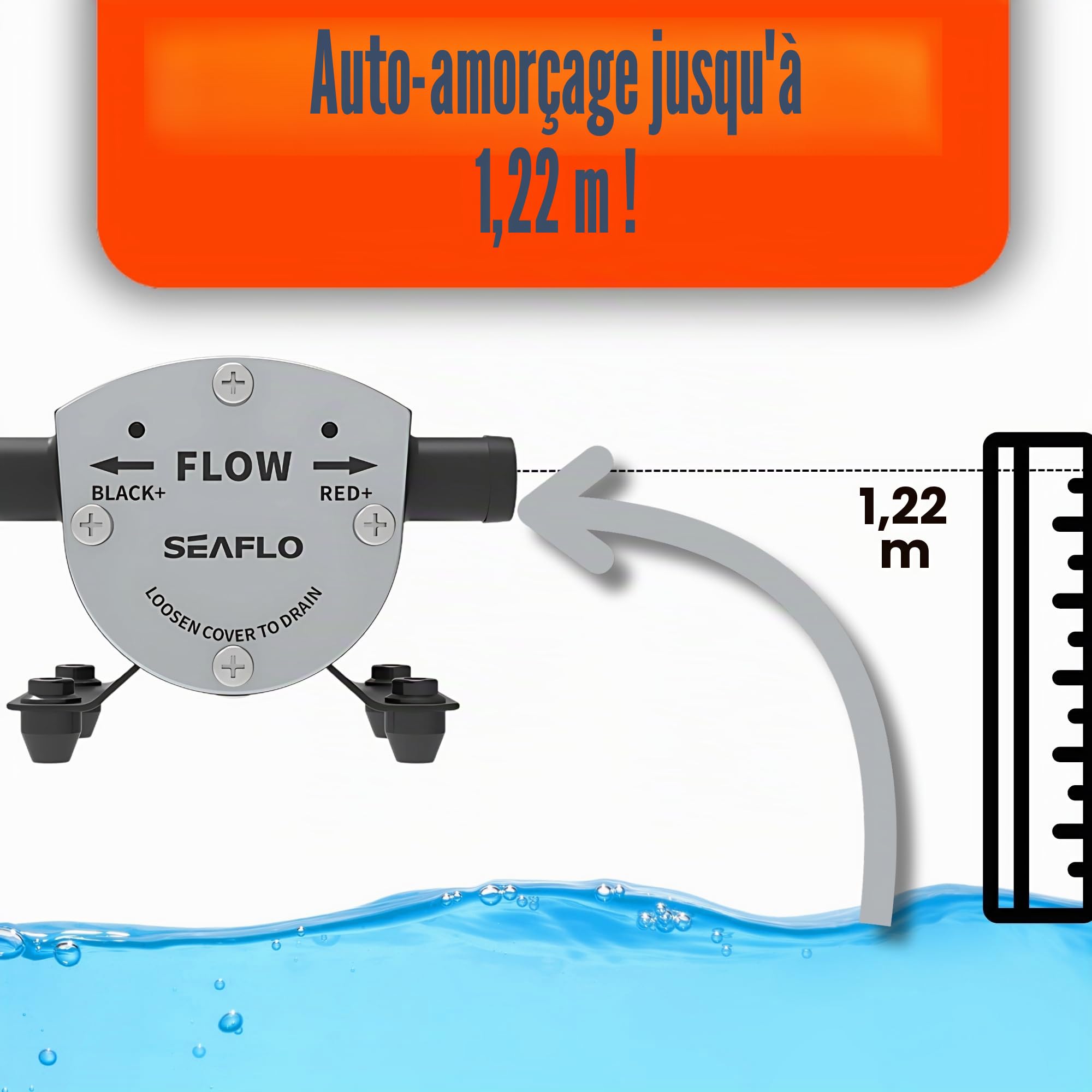 SEAFLO Pompe de cale auto-amorçante Marine 12 V réversible 8 GPM