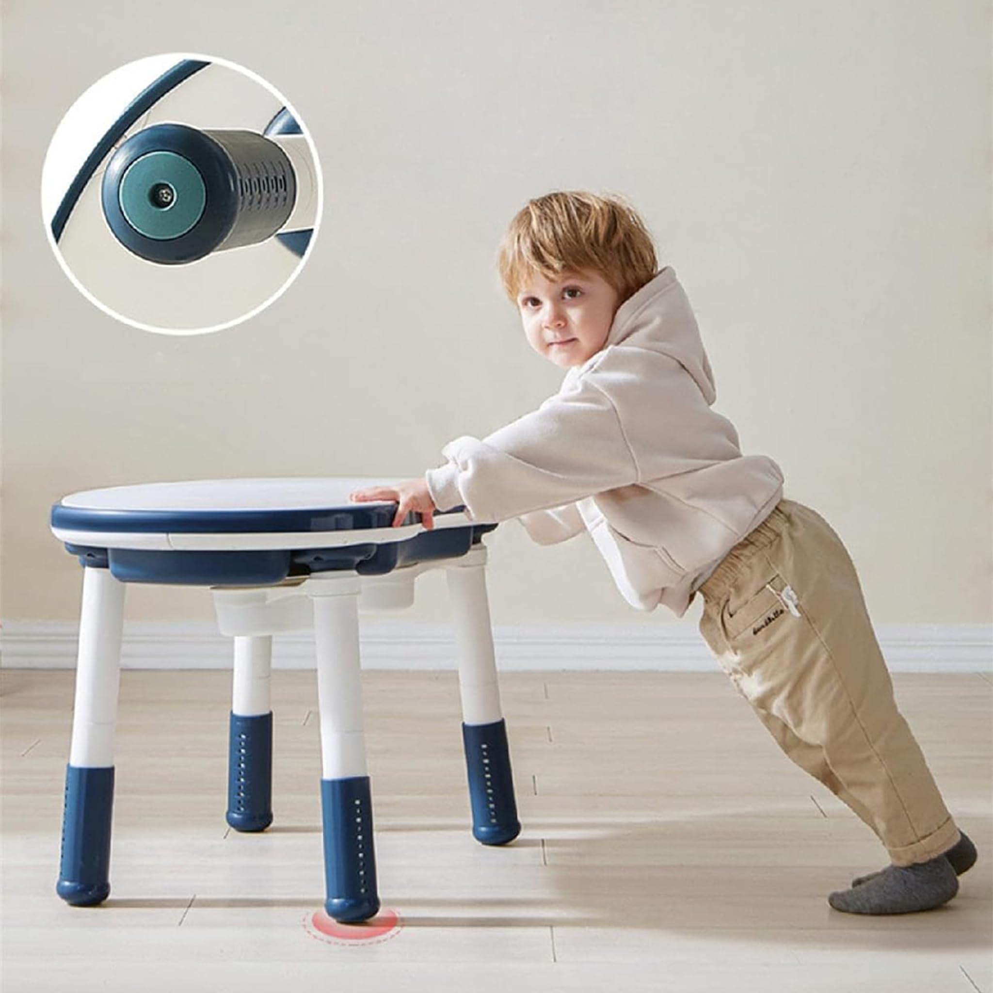 GAPPA Mesa y Silla Infantil 5en1: niños 3-8 años, Altura Regulable. Contenedor de Agua y Arena, Tablero Reversible para Bloques y Dibujo, 2 cajones (Beige)