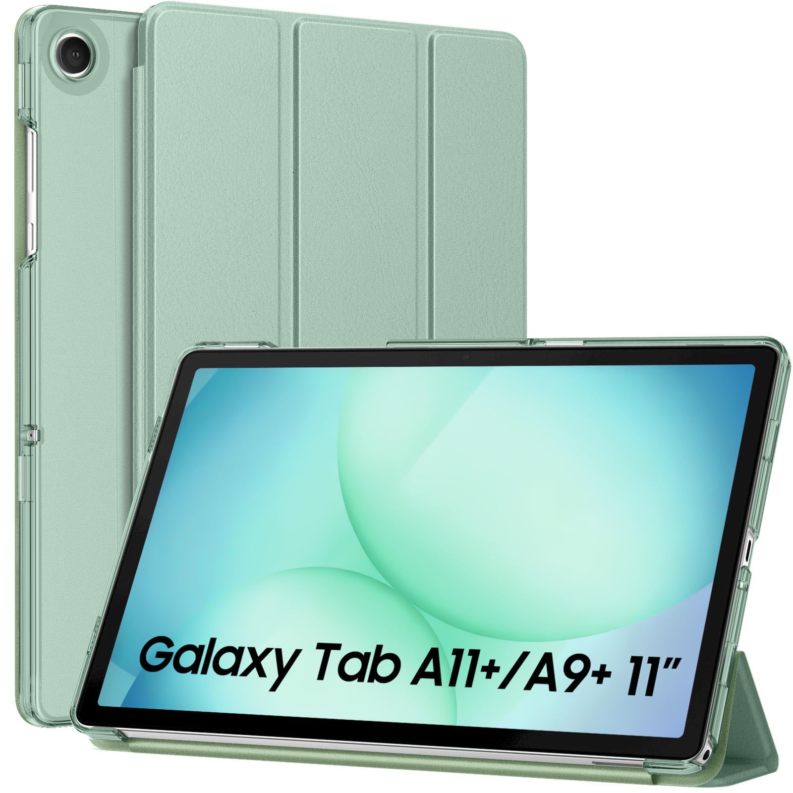 MoKo Slim Case for Samsung Galaxy Tab A11+ Plus/ A9+ Plus 11 Inch | Smart Stand Hard PC Translucent Back Shell Cover for Galaxy Tab A11+/A9+ Tablet, Auto Sleep/Wake, Agave Green