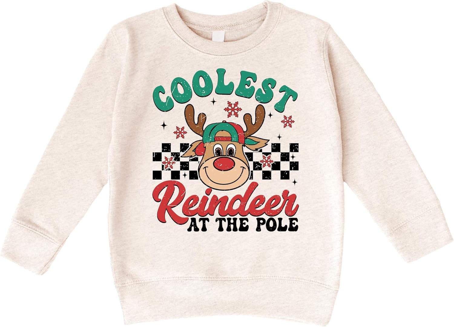 Olive Loves Apple Coolest Reinder at the Pole Sweatshirt for Boys Red-Nosed Reindeer Sweater for Kids