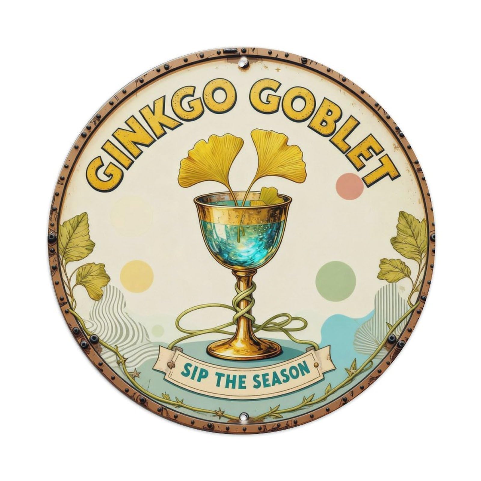 Ginkgo Goblet Sign Metal Tin Sign Plaque
