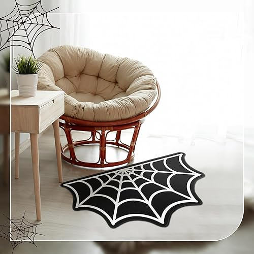 Miniatura 5 de Timgle 3 piezas de telaraña para interiores, alfombra de Halloween, alfombras de cocina, tapete gótico de baño, tapete antideslizante para cocina,
