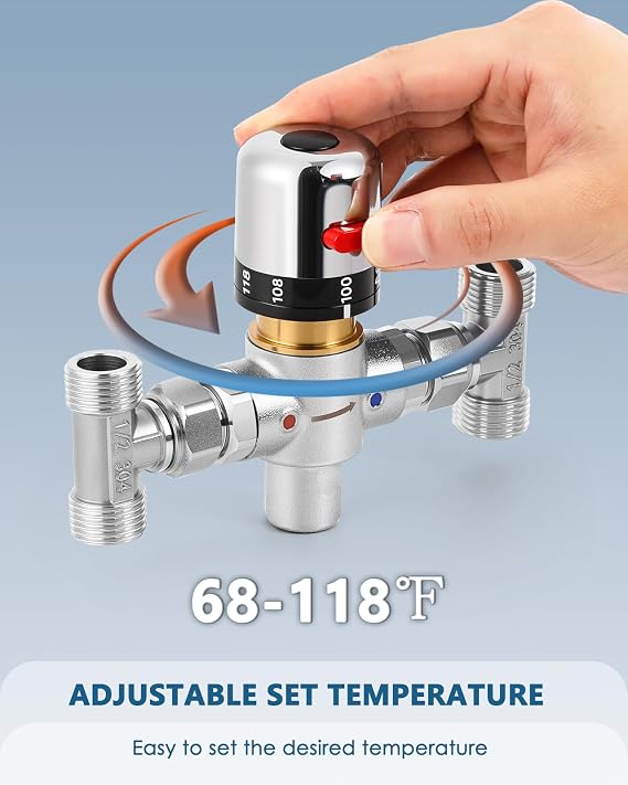 Adjustable Temperature Bypass Sensor Valve Kit for Instant Hot Water Recirculating System Replacement for The Plastic Sensor Valve Compatible With 500800, 500805