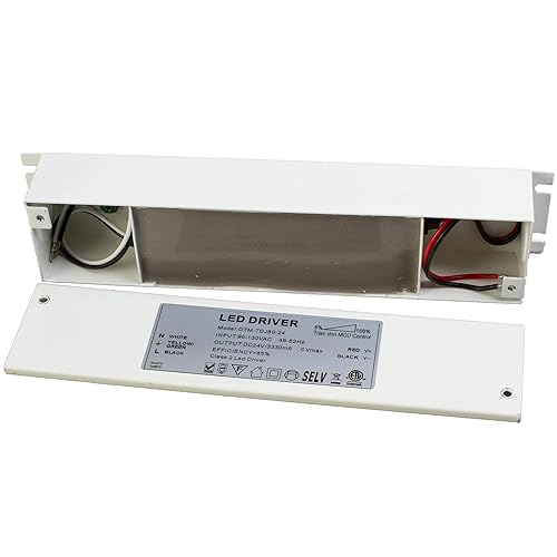 LEDupdates - Controlador LED regulable triac, ETL 100 V-130 V a 24 V 80 W CC voltaje constante 3.3 A caja de conexiones incluida fuente de