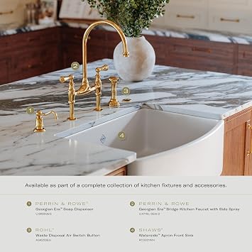 ROHL RC3021WH Single Bowl Bowed Farmhouse Apron Front Fireclay Kitchen Sink