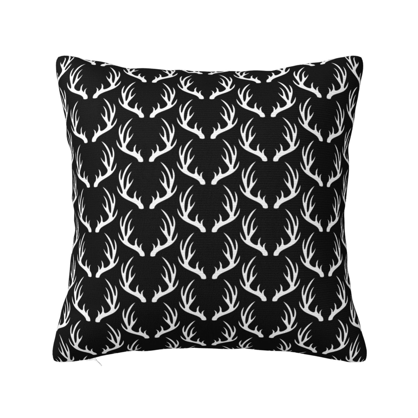 White Deer Antlers Winter Berry Plaid Pillowcase 20"x20"