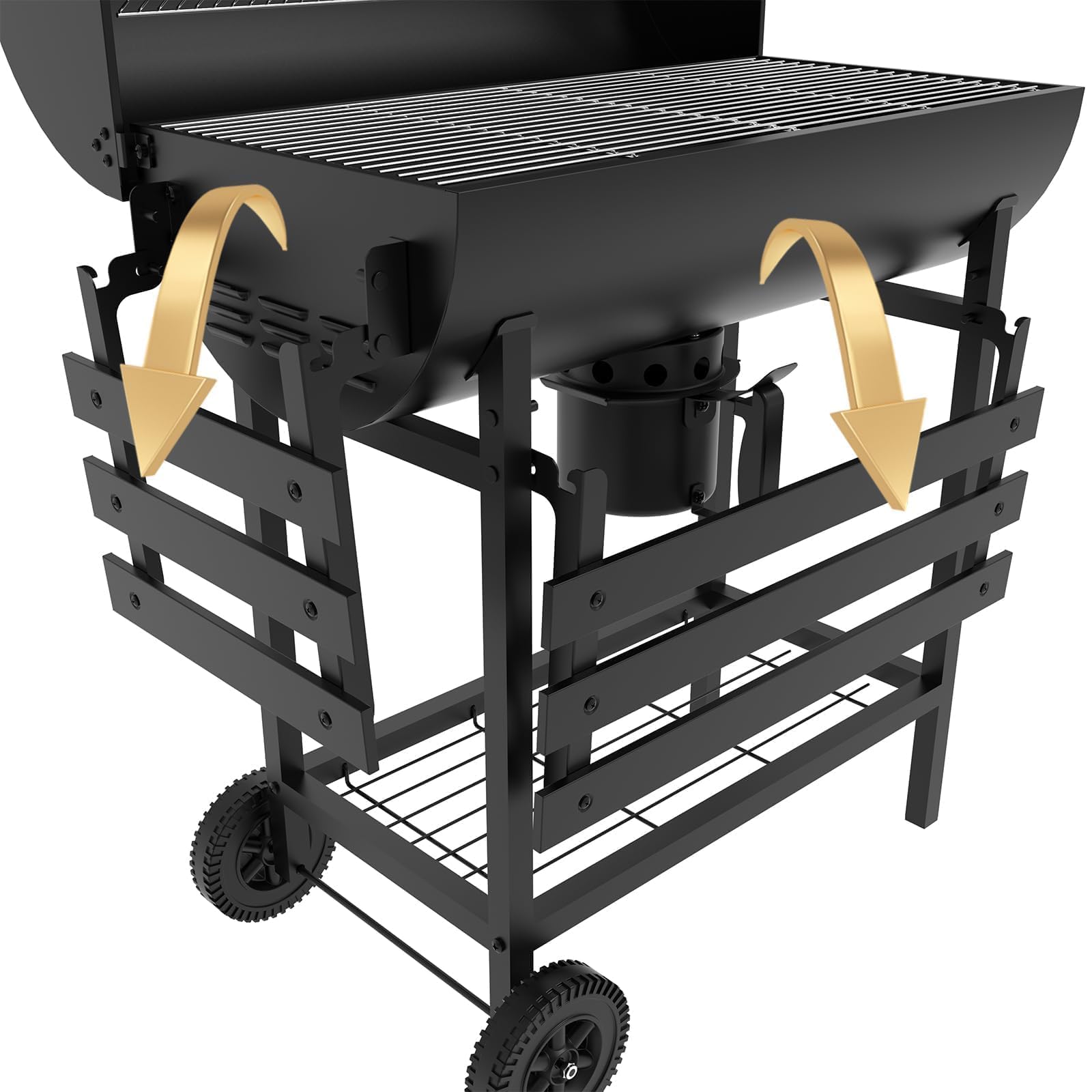 TEENO Barbacoa Carbon, con Parrilla de Cocina XXL con Dos Estantes, Ventilación Ajustable, Bola de Parrilla,parrilla de Carbón de Madera Portátil (con Tapa De Paño)