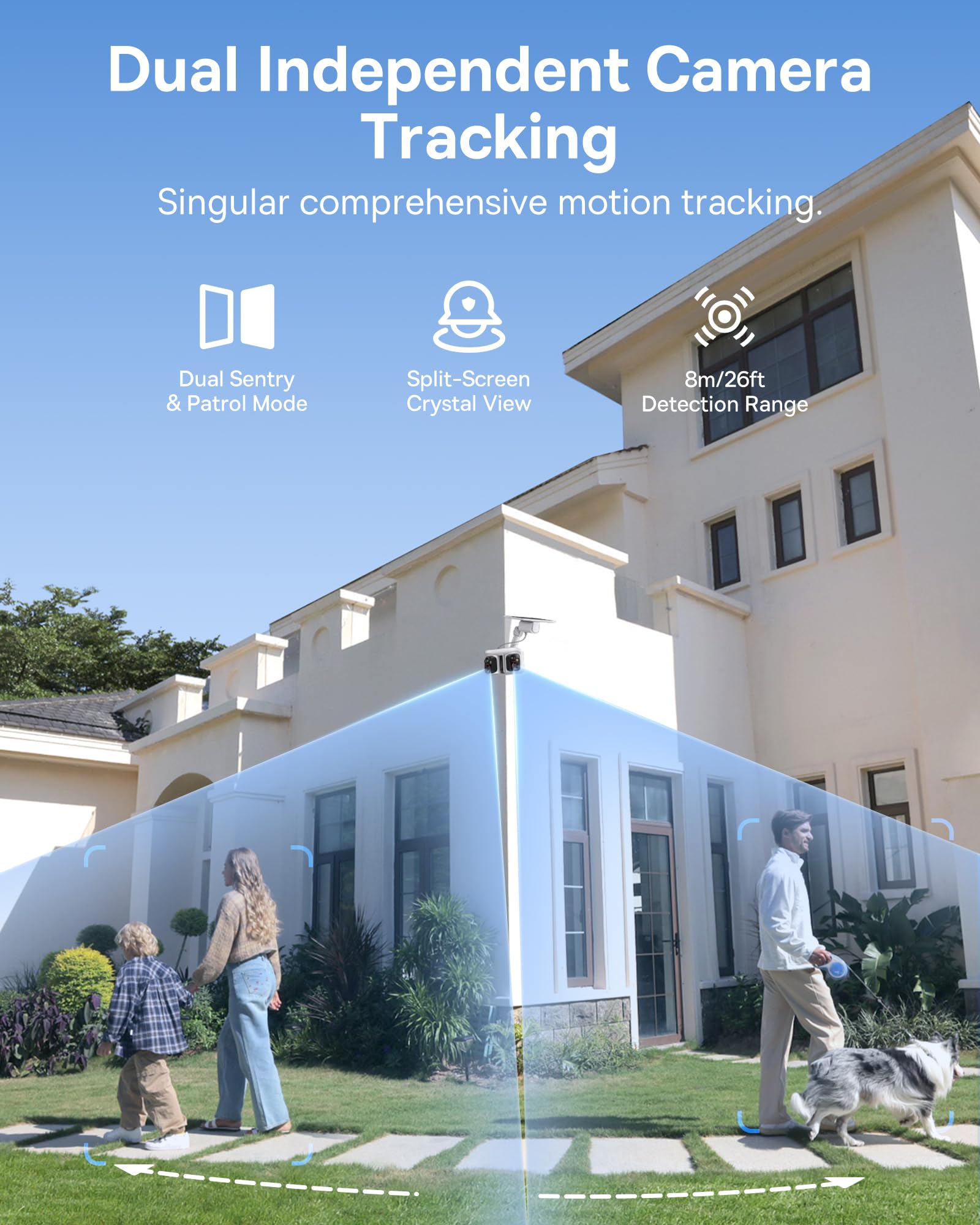 Baseus X1 Pro Dual-Tracking Solar Security Camera Outdoor Wireless, Dual 3K AI Cameras, 300° Pan, Color Night Vision, 8× Zoom, Local Storage up to 512GB, IP65, No Subscription — view 4