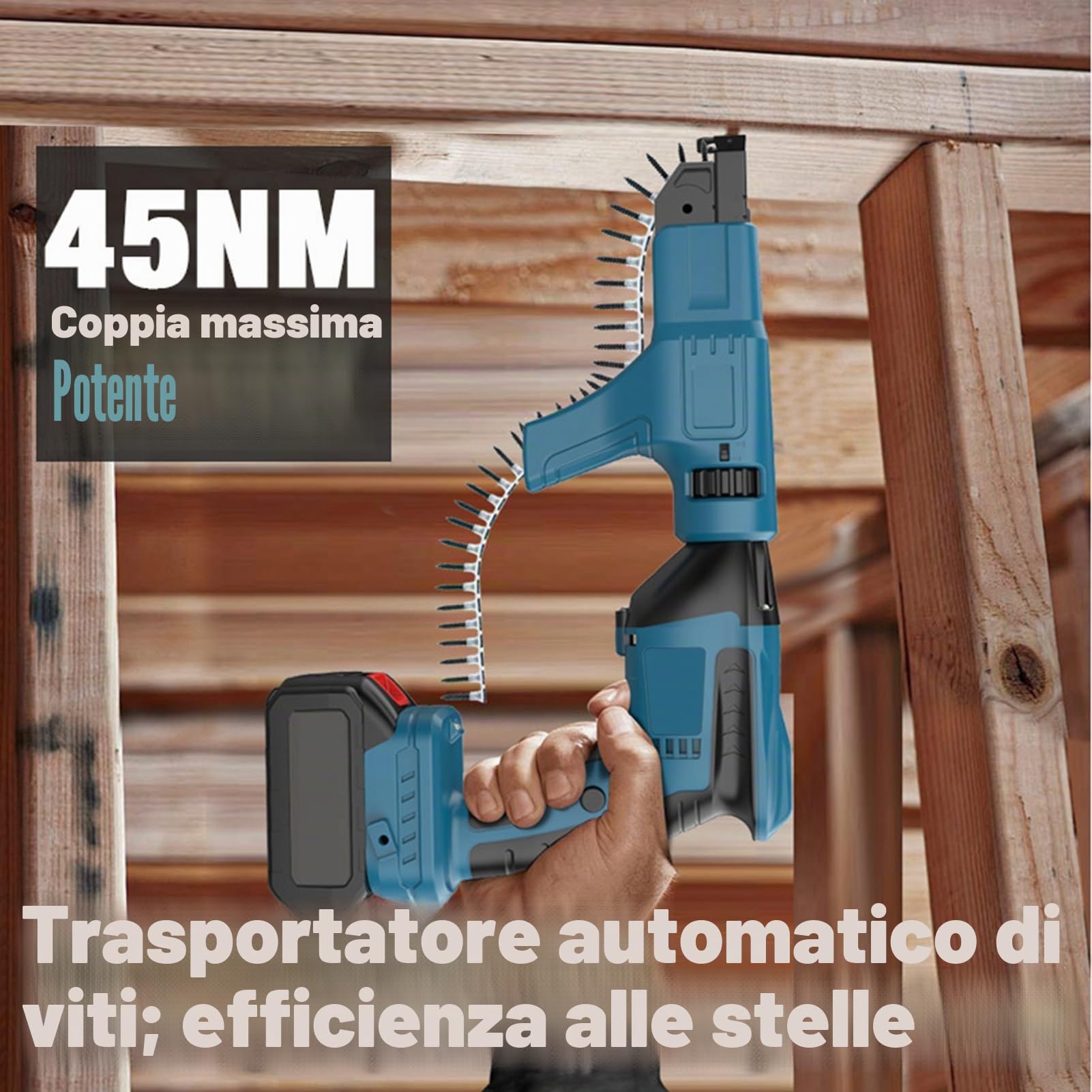 banapoy Pistola Avvitatrice per Cartongesso a Batteria, Kit Avvitatore per Cartongesso e Cacciavite Ad Avanzamento Automatico con Cassetta degli Attrezzi, Pistola Sparachiodi Catena