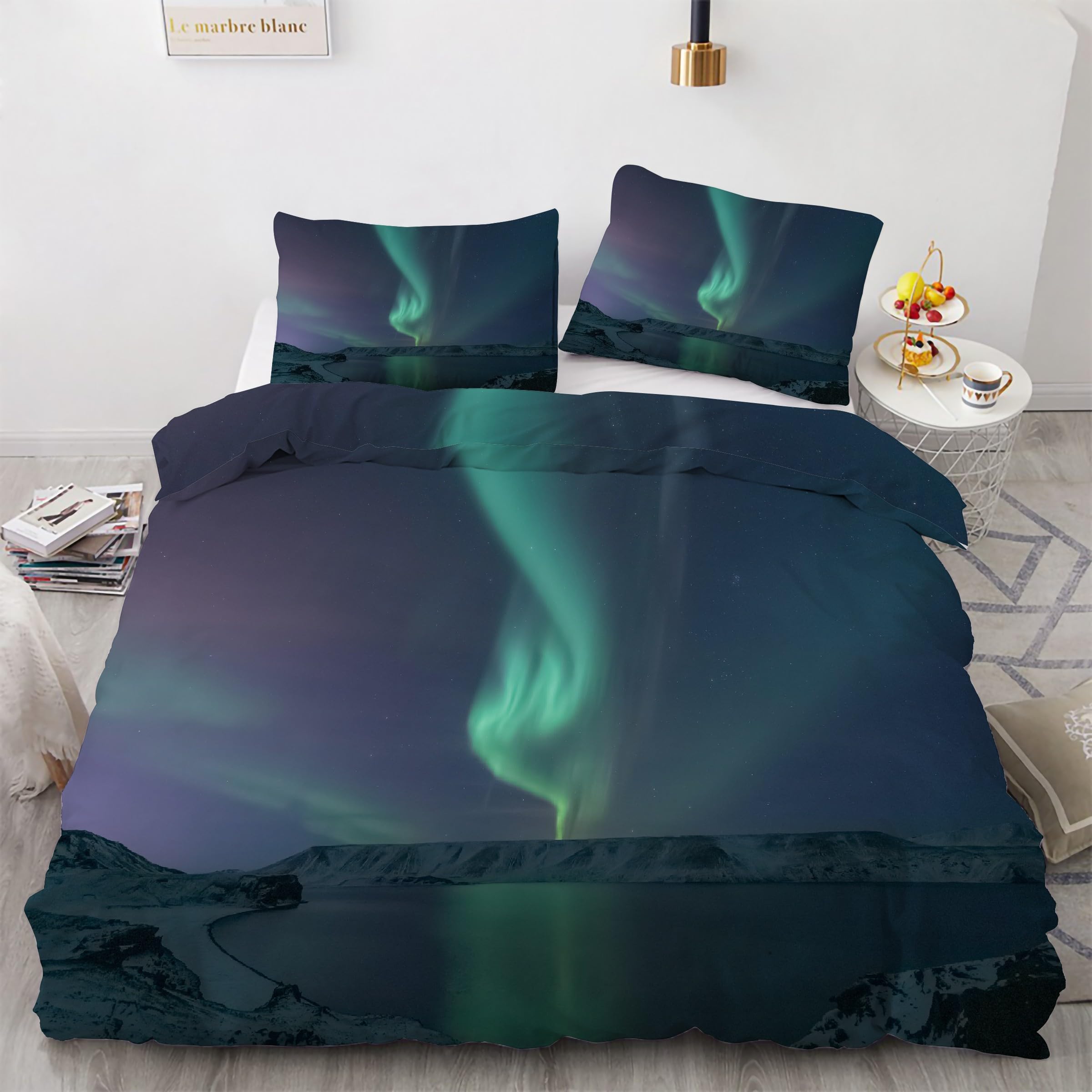 Ensemble de literie 3 pièces avec housse de couette zippée 220x240 anti-plis et facile à laver