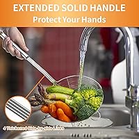 Vista 5 de Yimi Colador de araña de 16.5 pulgadas Espumador de cocina de acero inoxidable con mango largo de doble gancho Cuchara de alambre en espiral