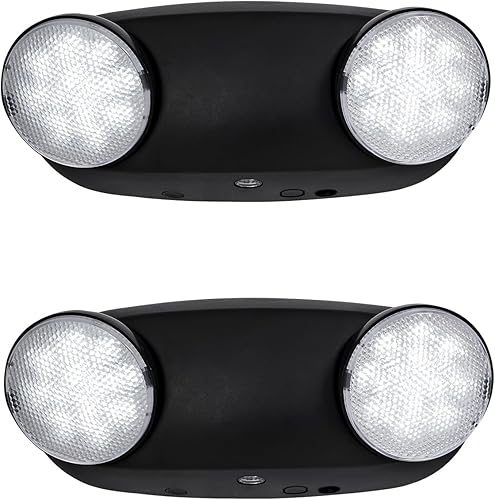 Vista 7 de TANLUX Luces de emergencia LED con batería de respaldo, luces de emergencia comerciales ajustables de dos cabezales, paquete de 4 (negro)