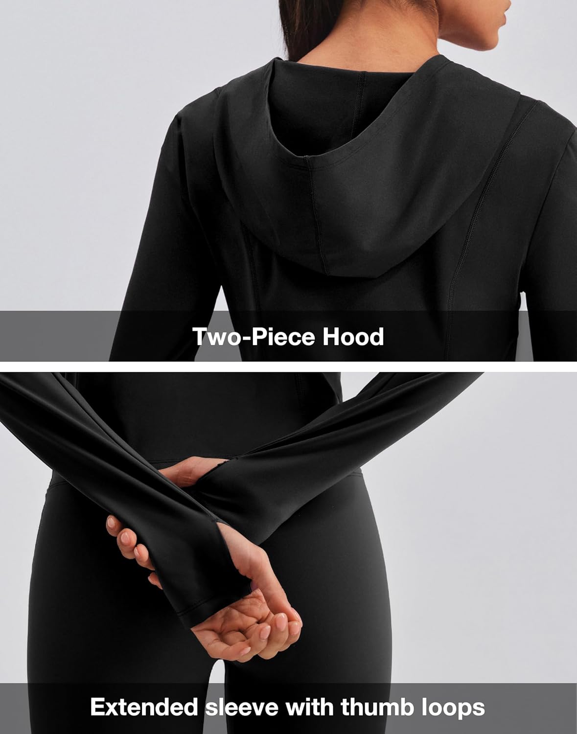 K-SWISS Women's Cropped Workout Jacket - Zip Up Slim Fit Lightweight Tops - Athletic Jackets with hood & Thumb holes - Image 4