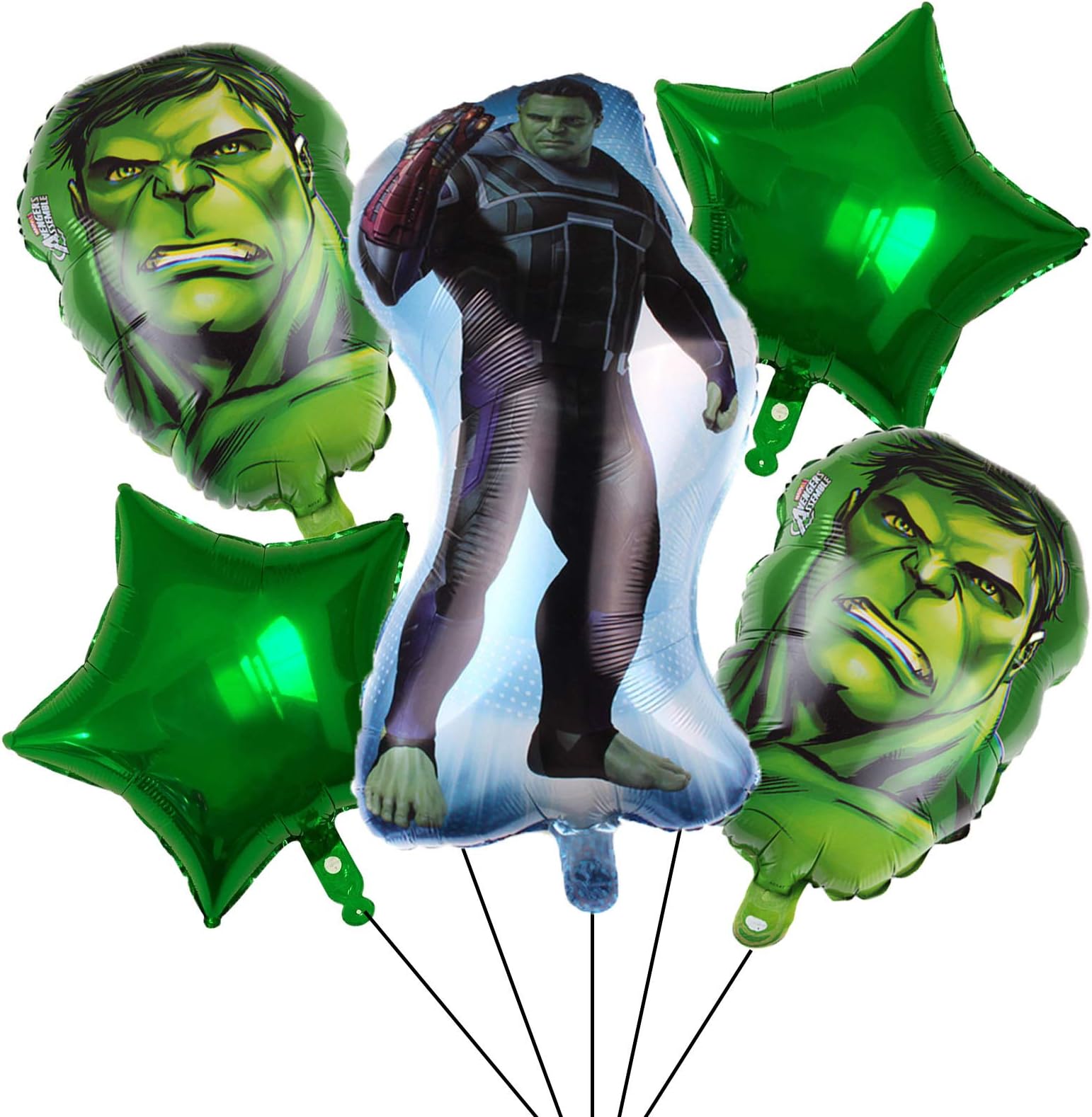 5PCS Superhero The Incredible Hulk Foil Balloons for Kids Birthday Baby Shower Avengers Theme Party Decorations