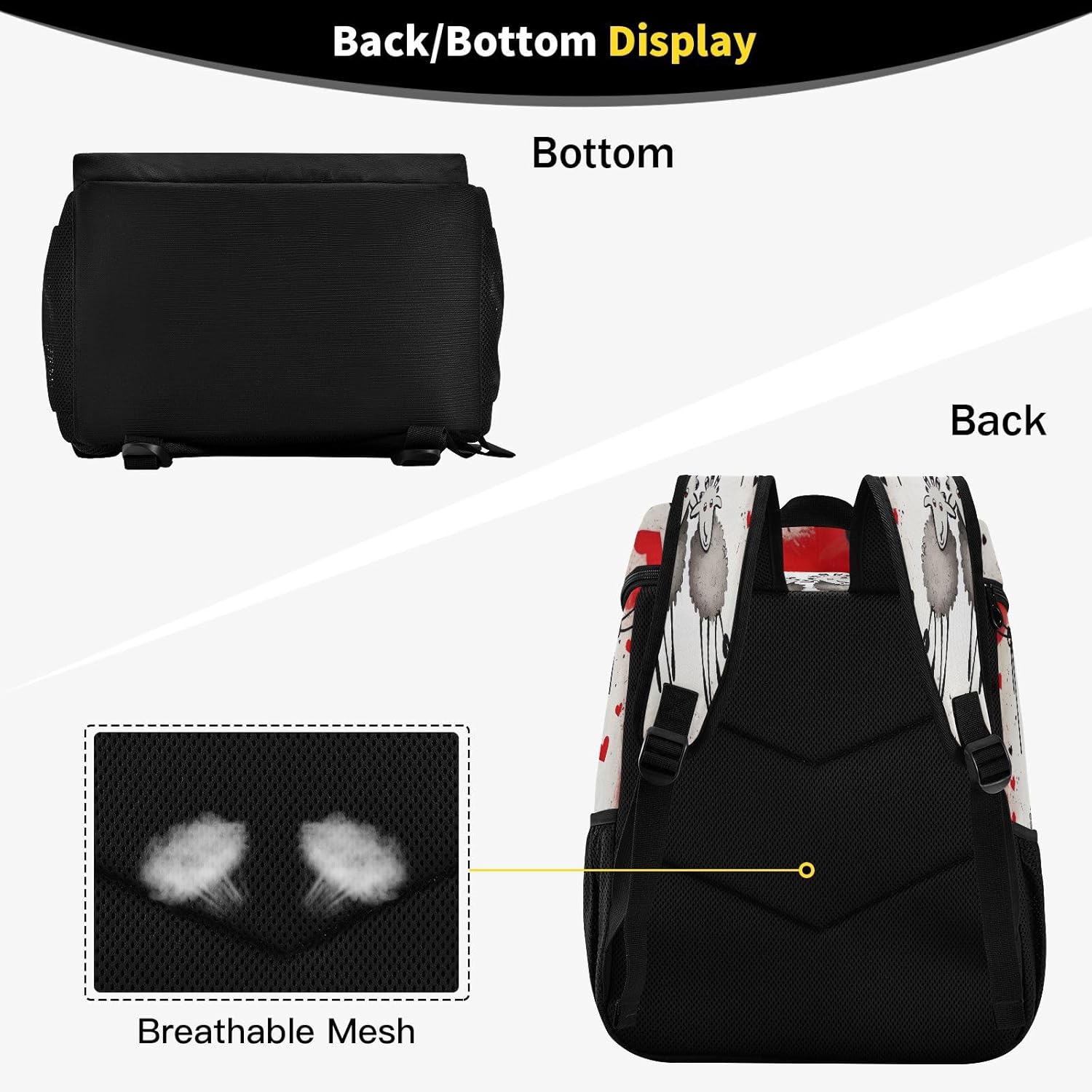 Two Cartoon Sheep Cooler Backpack 36 Cans Leakproof Waterproof Backpack Cooler Bag Beach Accessories Travel Camping Fishing Backpack for Women Men