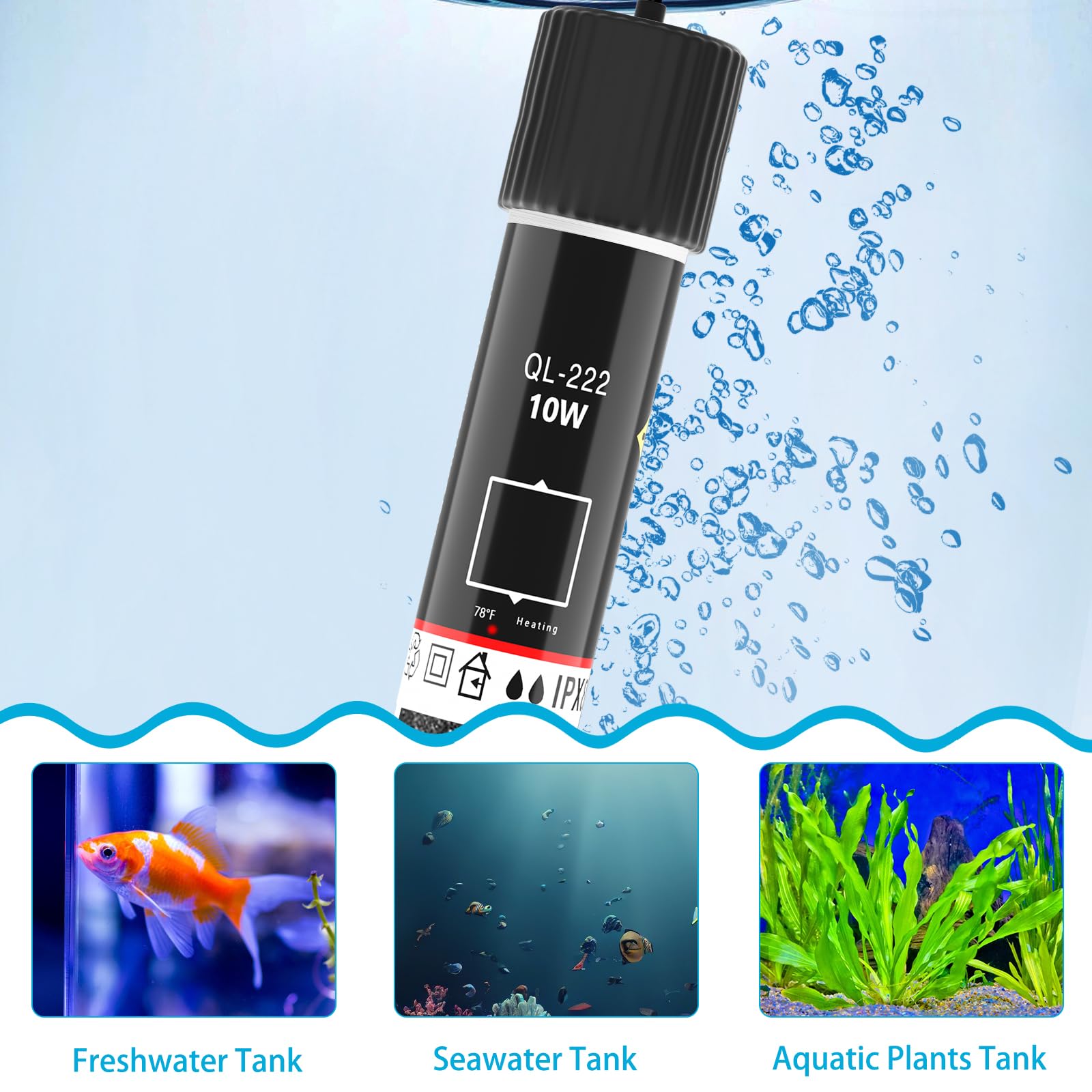 Kleine Aquarium-Heizung, 10 W, Betta-Heizung, super Mini-Aquarium-Heizung, tauchfähig, USB-betrieben, konstante Temperatur 26 °C, verwendet für 3,5 - 6 Liter