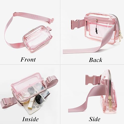 Miniatura 4 de Riñonera transparente aprobada para estadios  Riñoneras Bomvabe para mujeres y hombres, resistente al agua, bolsa transparente ajustable para