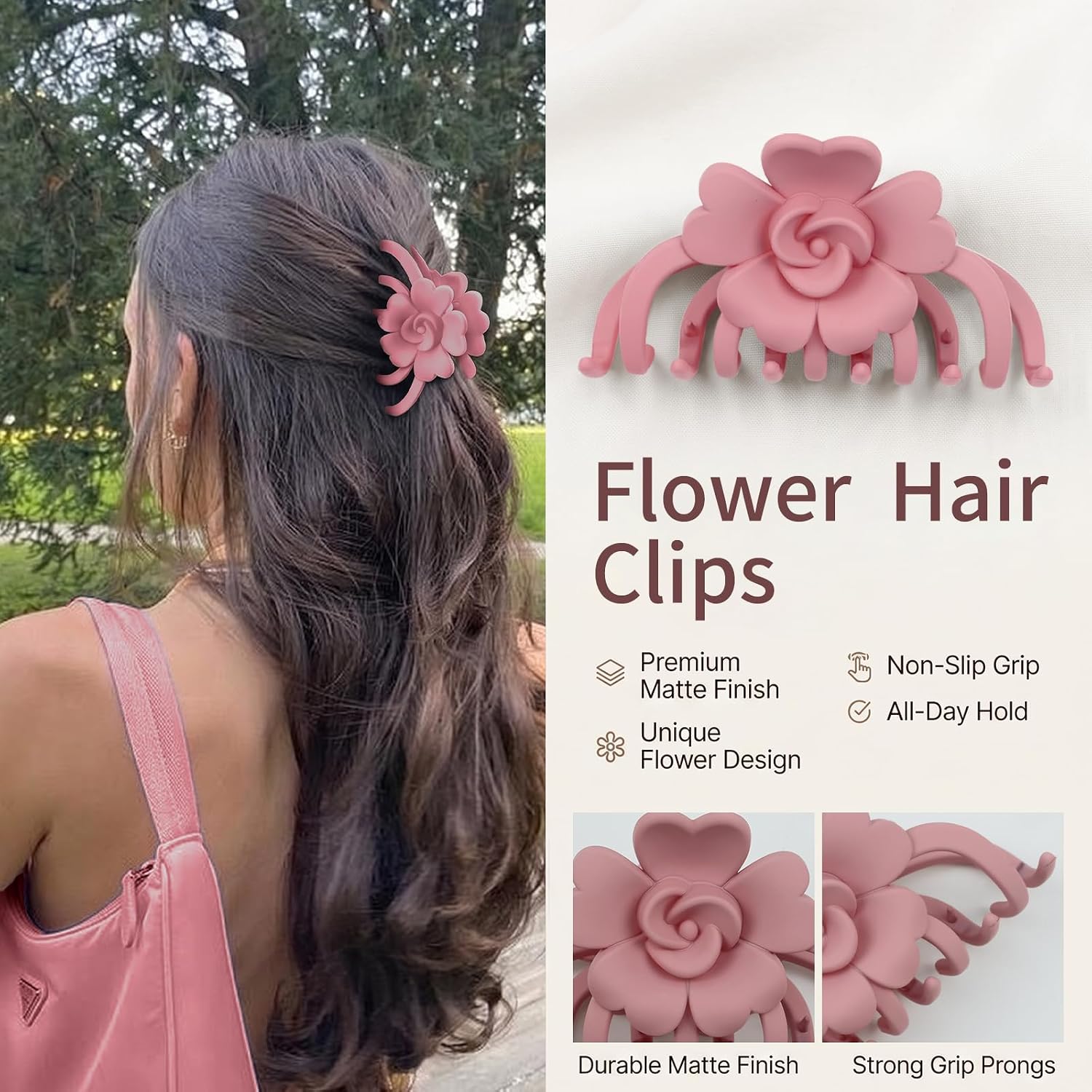 Cute Hair Clips for Women, Flower Claw Clips for Thick Thin Hair image 2