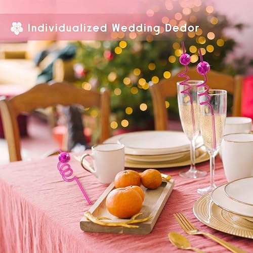 Miniatura 6 de Arrebol 16 popotes decorativos de bola de discoteca, mini bolas de discoteca para decoración de pajitas reutilizables, decoración de despedida de