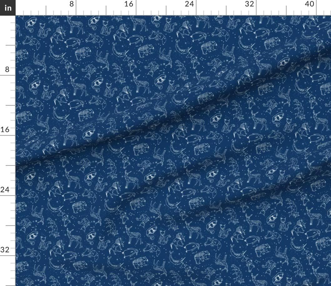 Spoonflower Fabric - Constellations Geometric Animals Stars Night Sky Navy Blue Kids Room Printed on Cotton Poplin Fabric by The Yard - Sewing Shirting Quilting Dresses Apparel Crafts