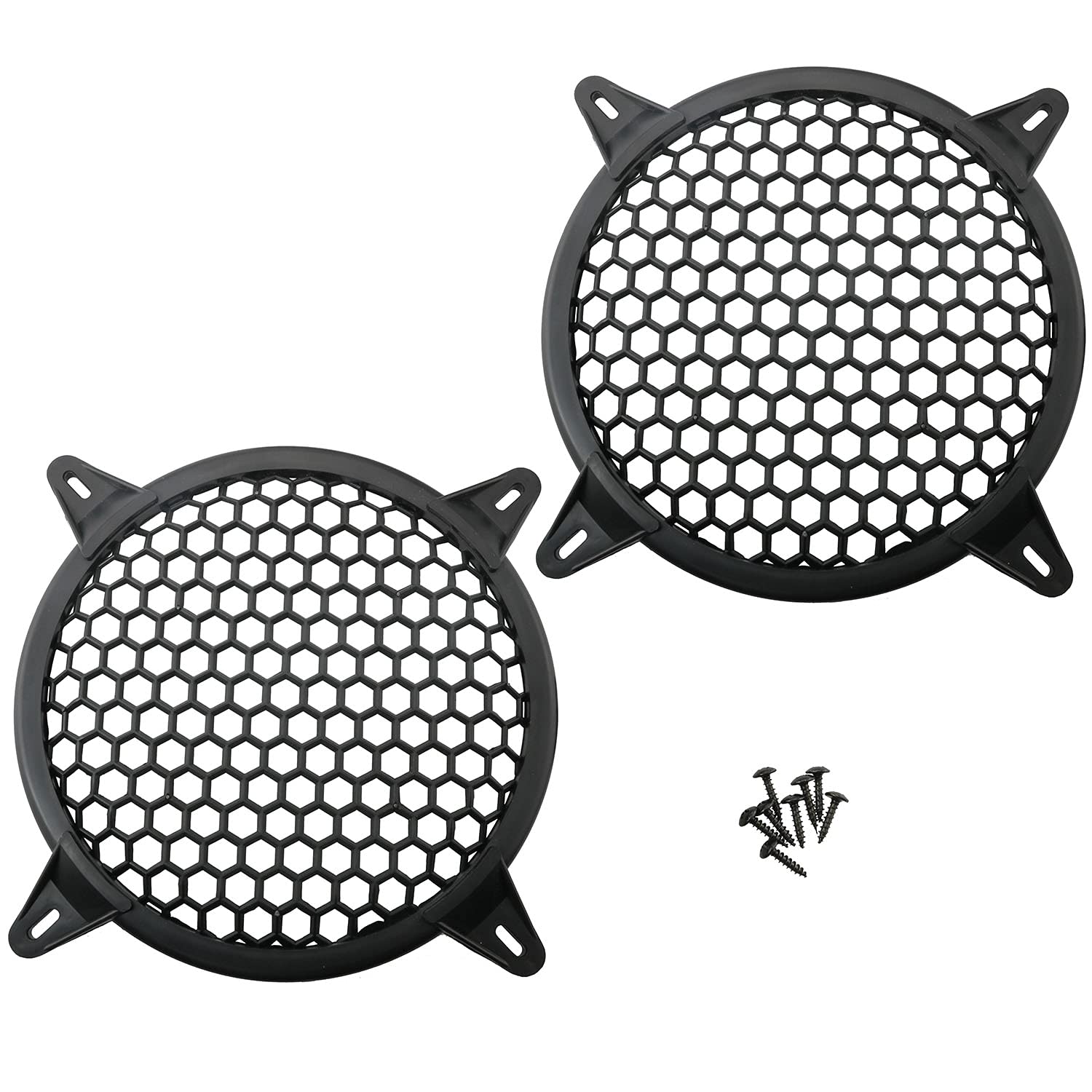 2pcs 6" Protective Cover for Speaker Grille, Hard Plastic Car Subwoofer Metal Round Metal Mesh Cover, Black