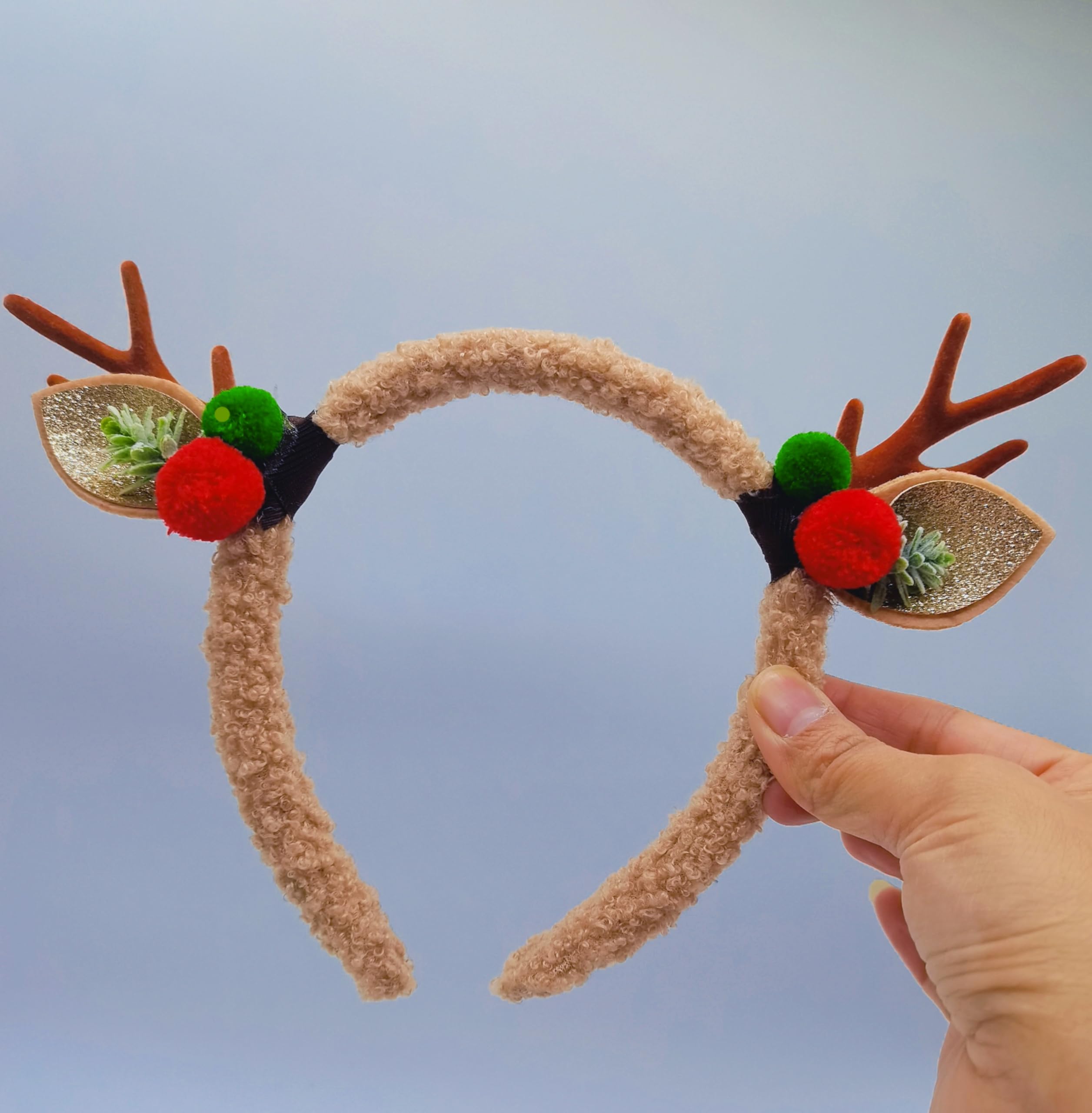 MZinge Christmas Deer/Reindeer/Elk Headbands & Hair Accessories for Women (Plush Antlers A), Multicolored - Image 3