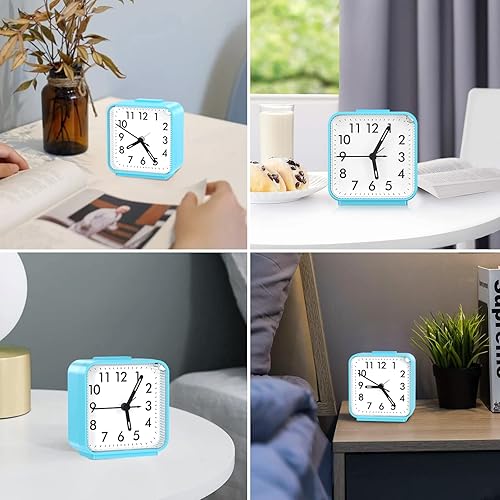 Vista 31 de AMIR Reloj analógico silencioso que no hace tictac, viaje con repetición y luz, sonidos de pitido ascendente, reloj despertador ruidoso