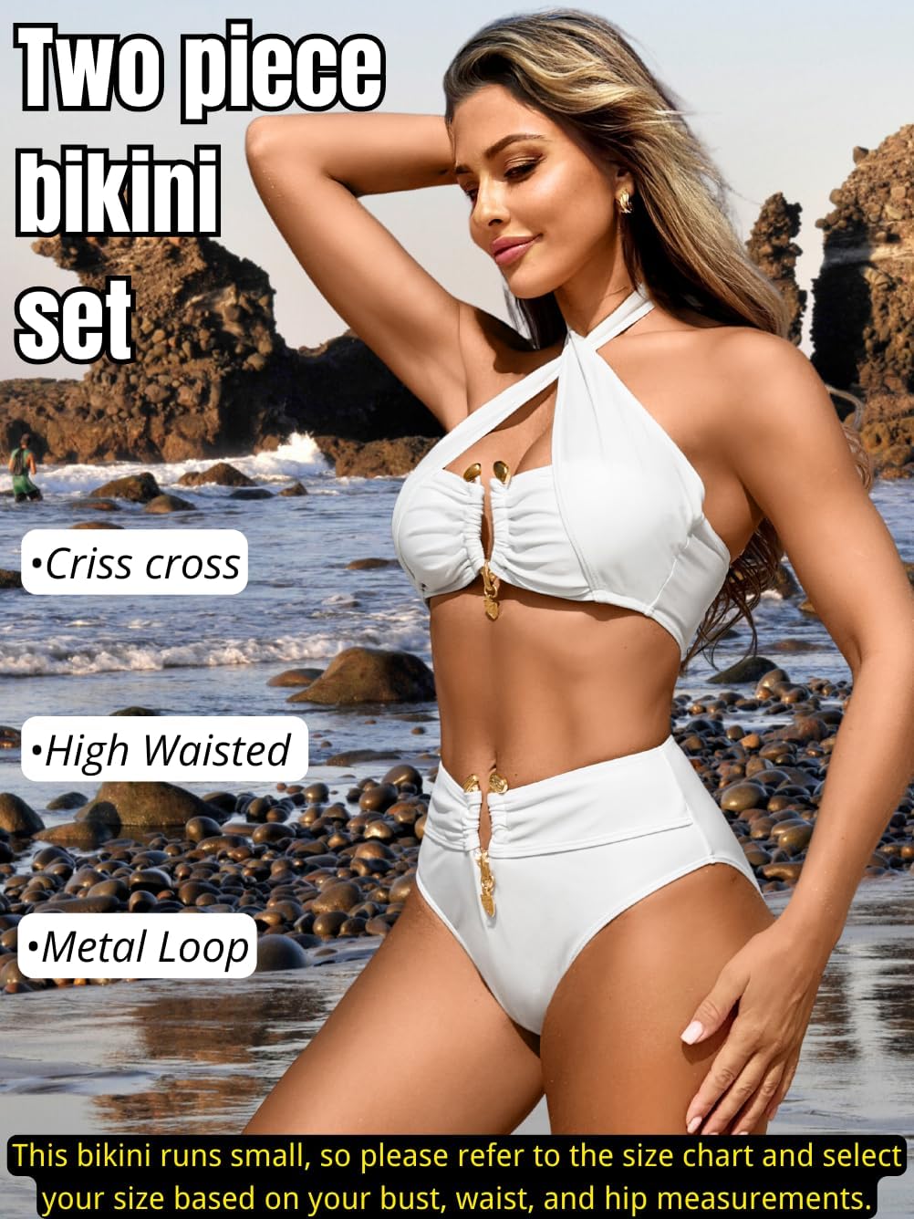 Halter Bikini Sets, High Waisted, Vacation Pool Party, Size Runs Small