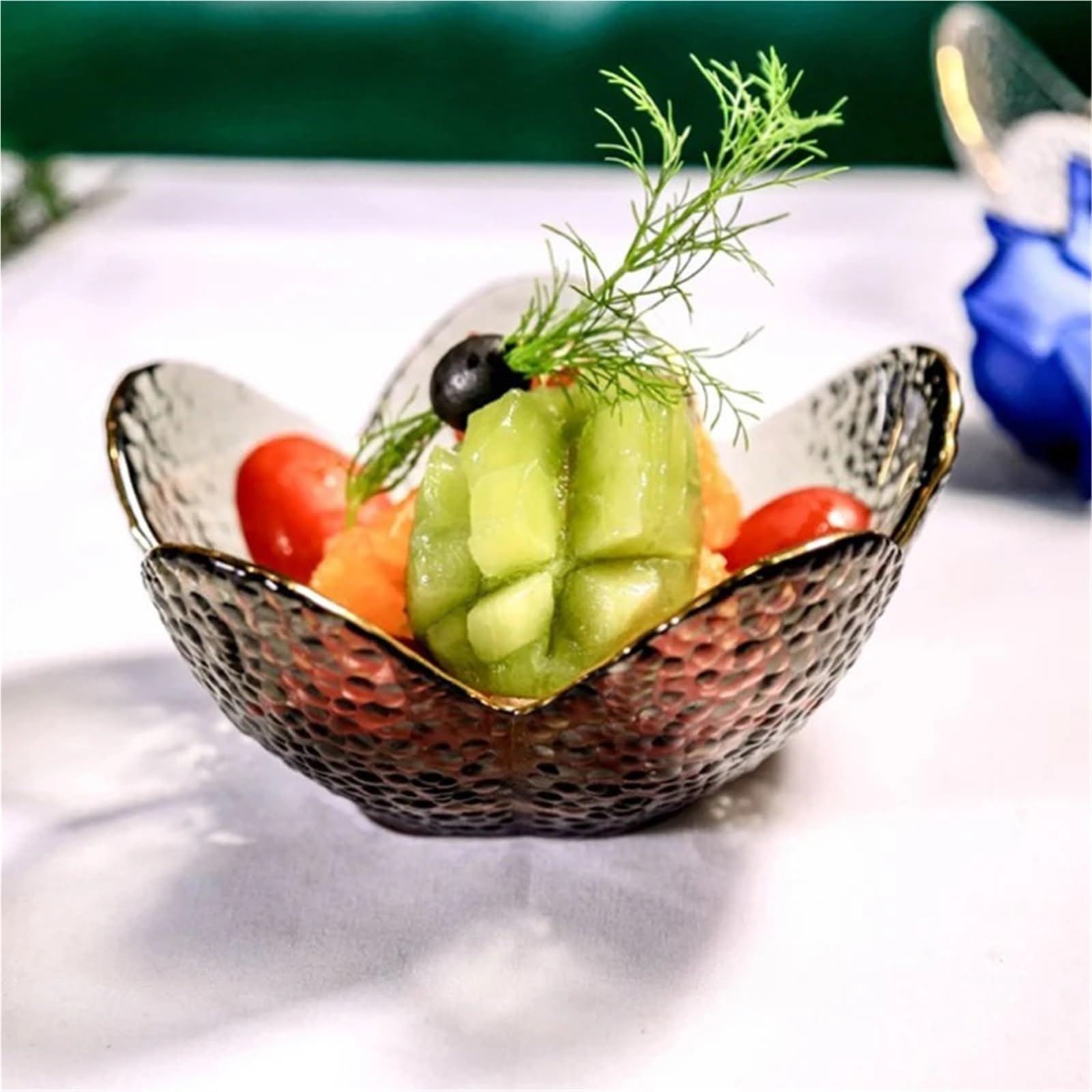 4 pezzi piccolo piatto di vetro for gelato, salsa frutta, ciotola fiori ciliegio, condimento, forniture da cucina Per Dessert(Pink)