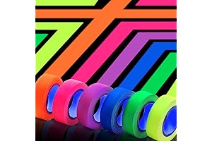 6 Pcs UV Blacklight Reactive Neon Electrical Tape, 6 Colors Fluorescent Blacklight Glow-in-the-Dark Cloth Tape